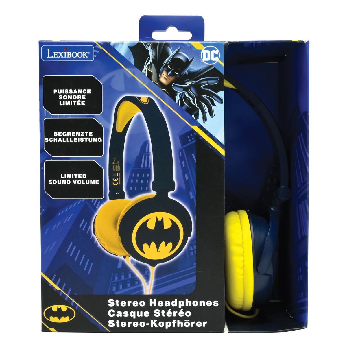 Lexibook Casque stéréo filaire pliable Batman avec limitation de volume d'écoute