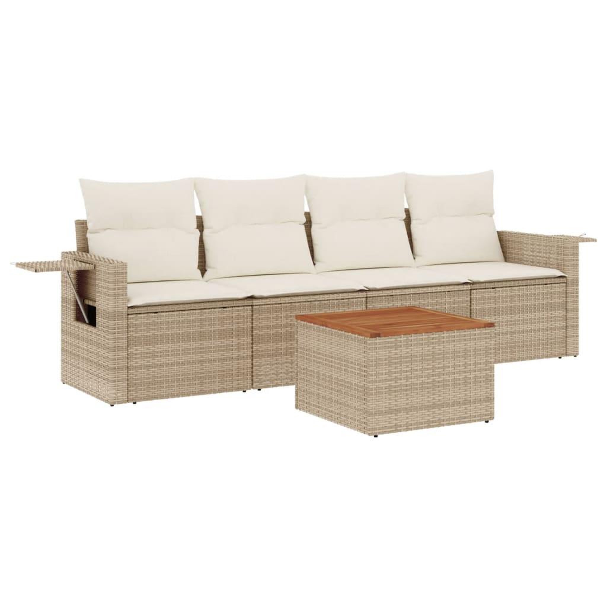 Voir la diapositive 2 : VIDAXL Salon de jardin avec coussins 5 pcs beige resine tressee