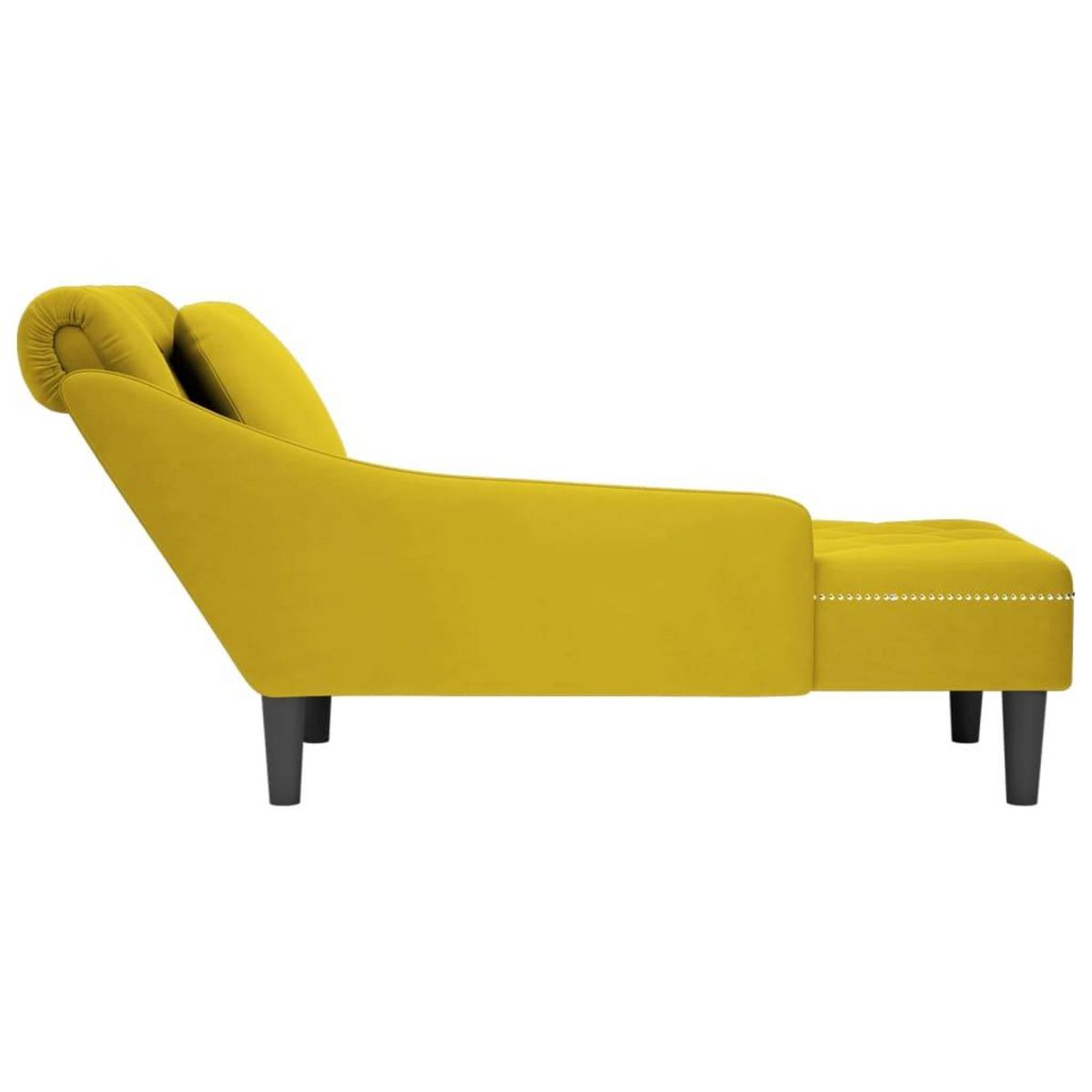 VIDAXL Fauteuil long avec coussin et accoudoir droit jaune velours