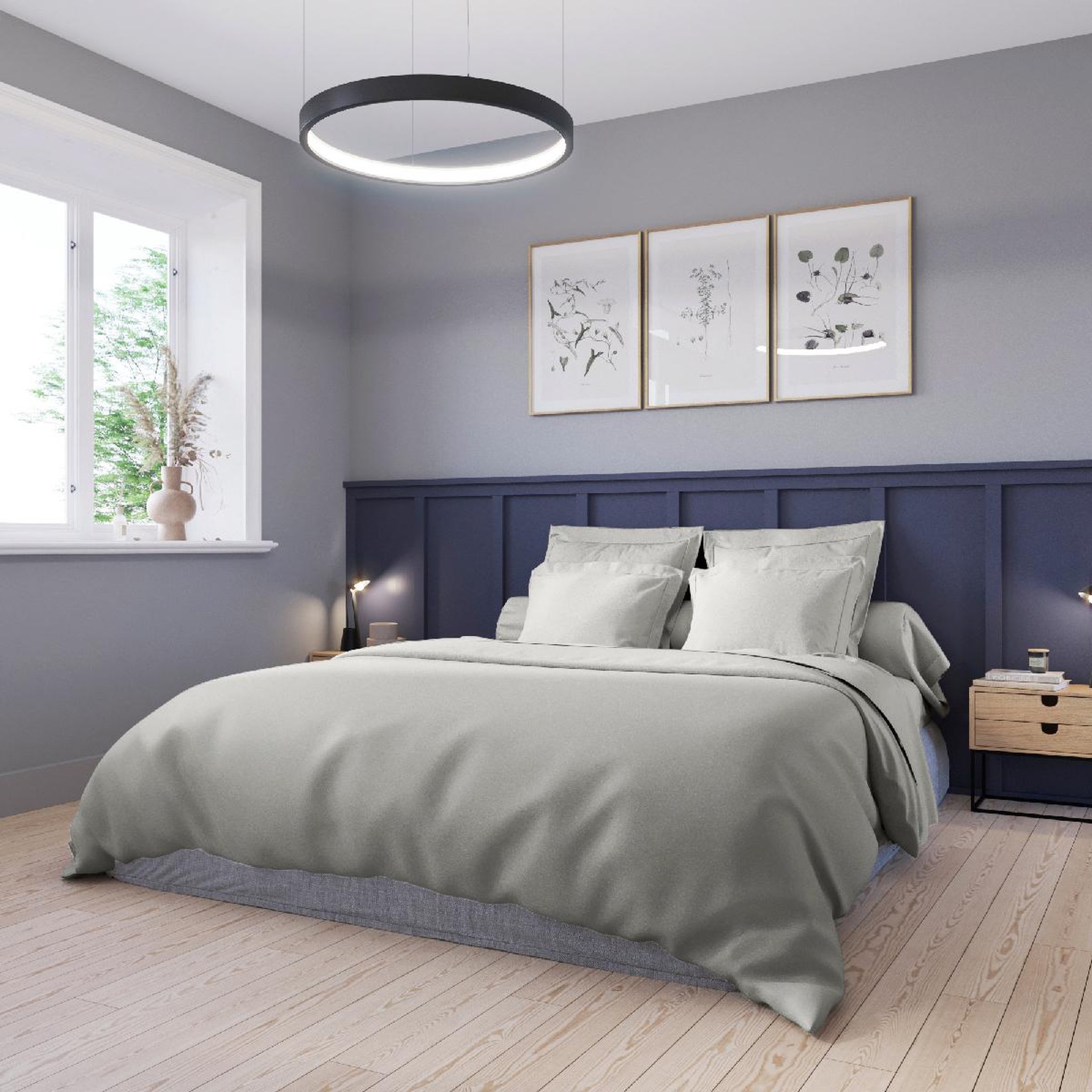 Voir la diapositive 2 : DODO Taie de traversin harmonie satin de coton coloris gris