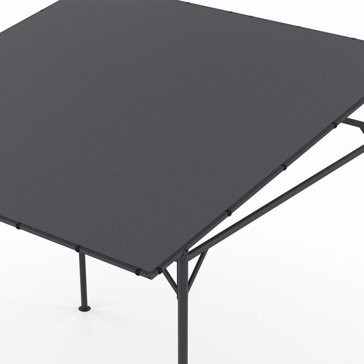 ID MARKET Pergola adossée 4 pieds 2,3 x 2,4 M tonnelle de jardin en acier avec toile gris anthracite
