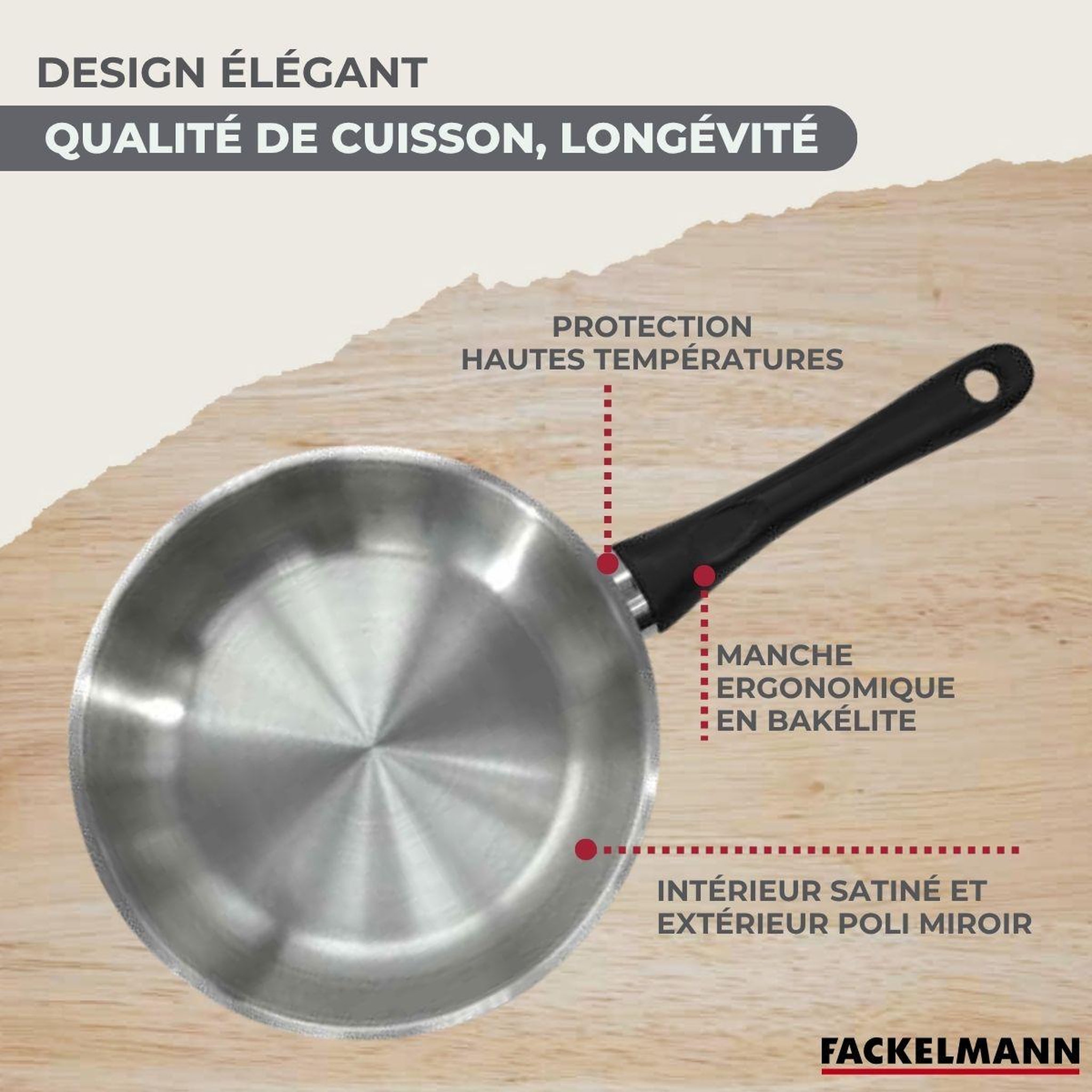 Voir la diapositive 6 : Fackelmann Set poêle 24 cm en inox et couvercle verre fackelmann geneva