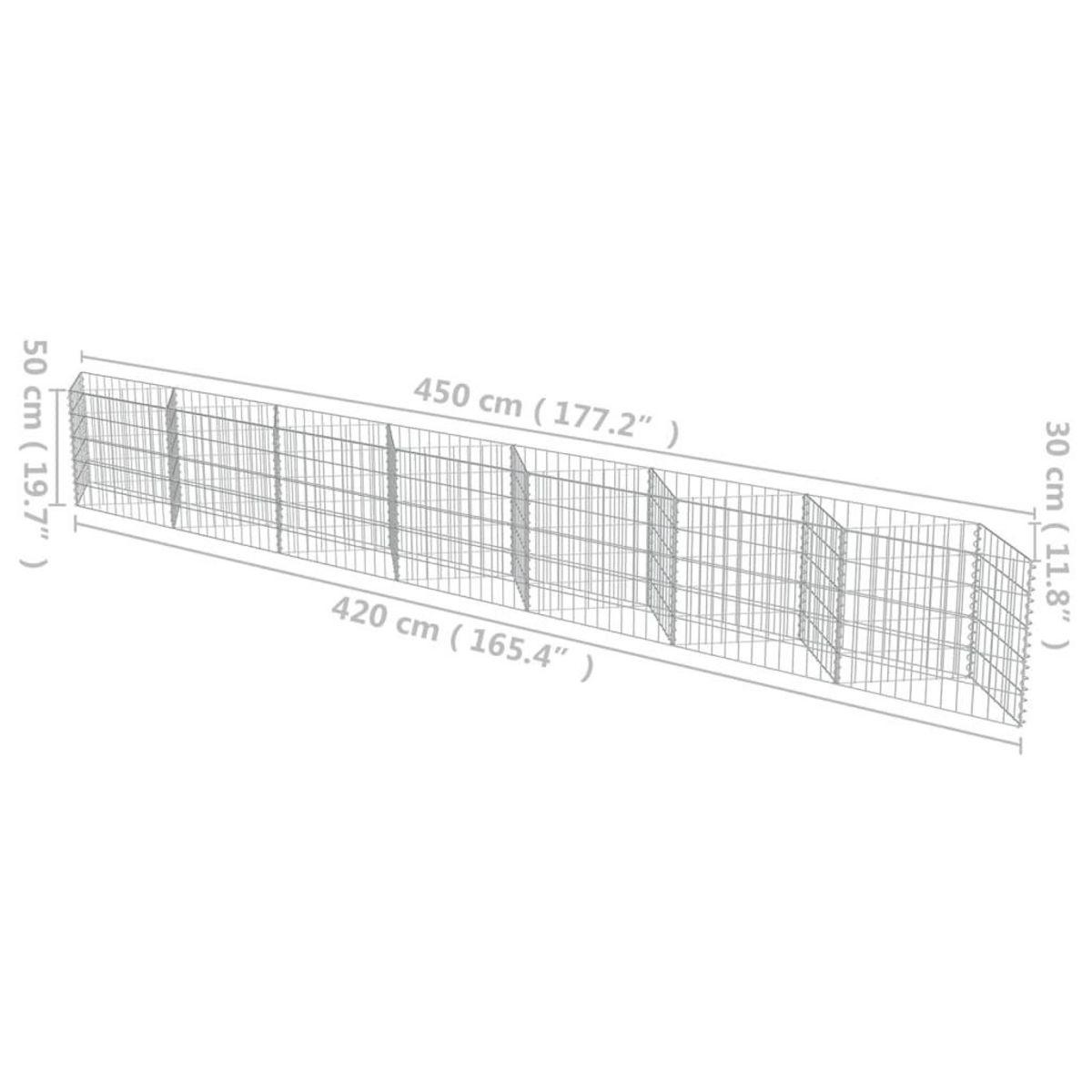 VIDAXL Mur de gabion Acier galvanise 450x30x50 cm