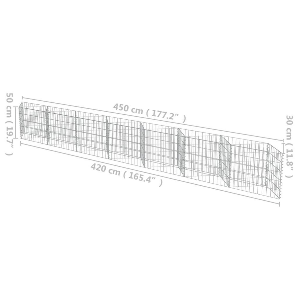 VIDAXL Mur de gabion Acier galvanise 450x30x50 cm