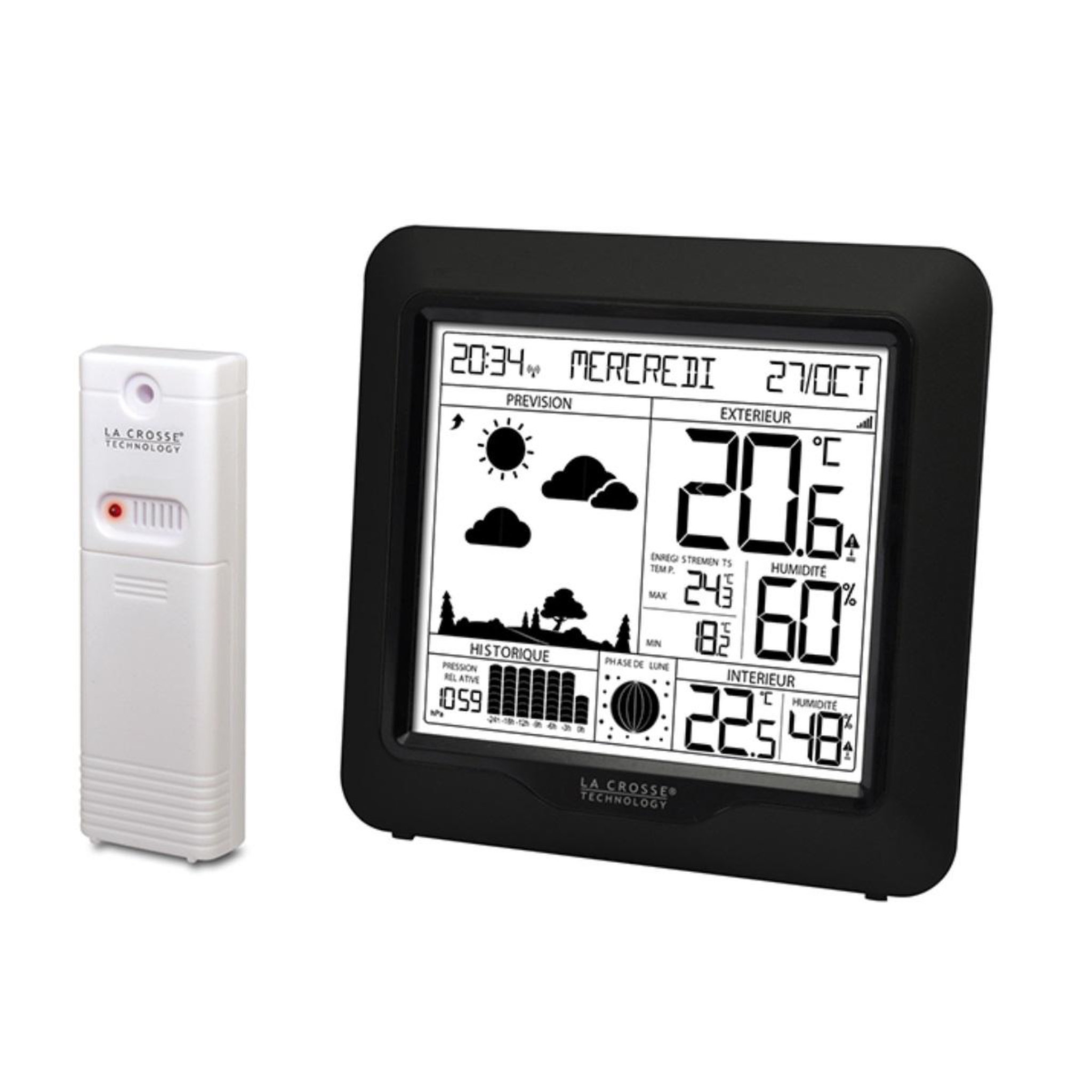 La crosse technology Station météo sans fil avec écran lcd noir - ws6823-bla