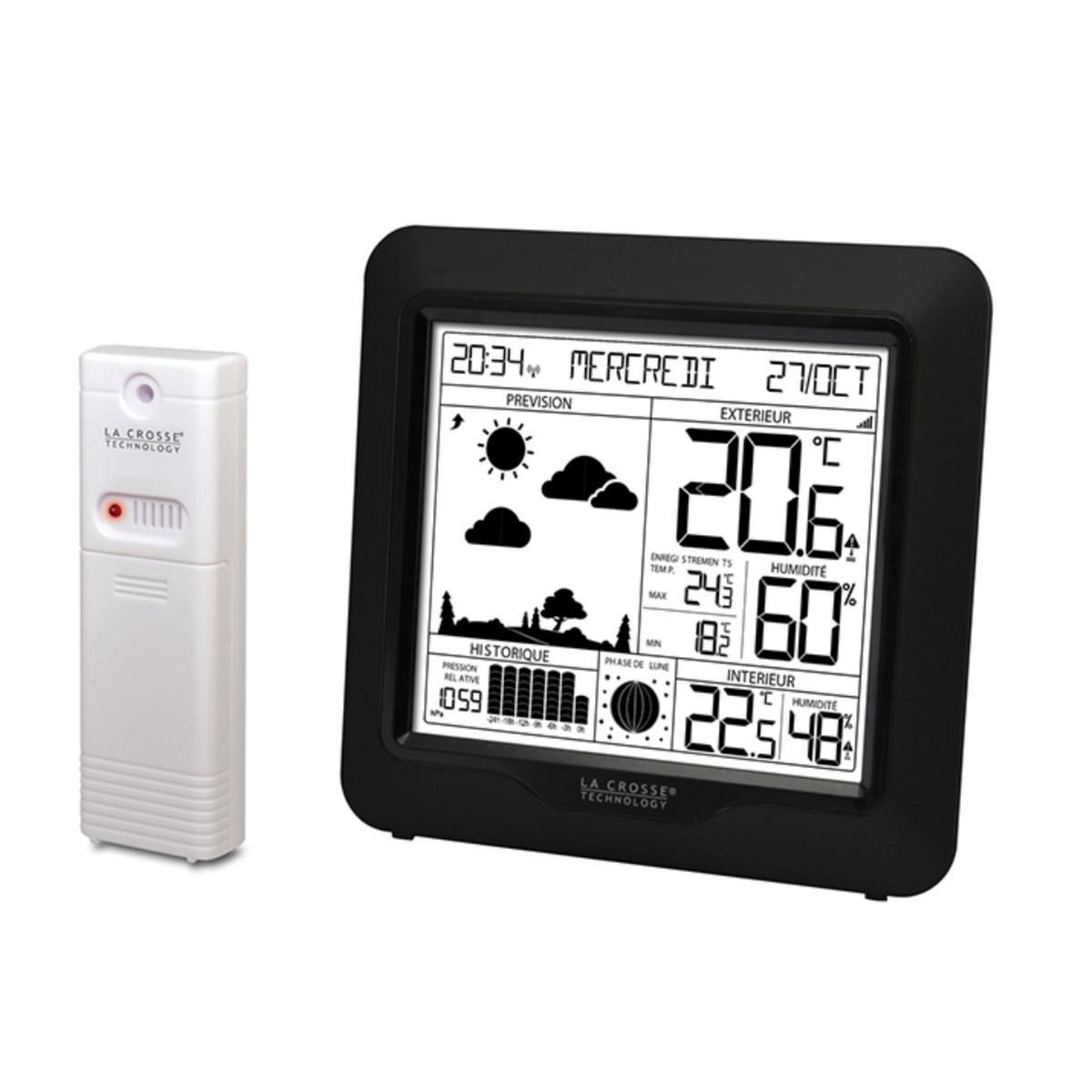 La crosse technology Station météo sans fil avec écran lcd noir - WS6823-BLA