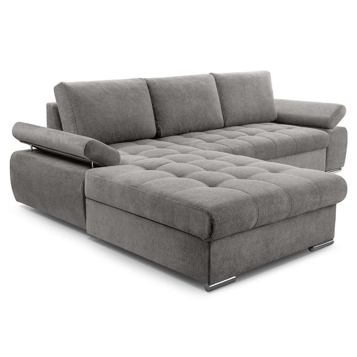 BEST MOBILIER Bianca - canapé d'angle gauche 4 places convertible avec coffre en tissu texturé