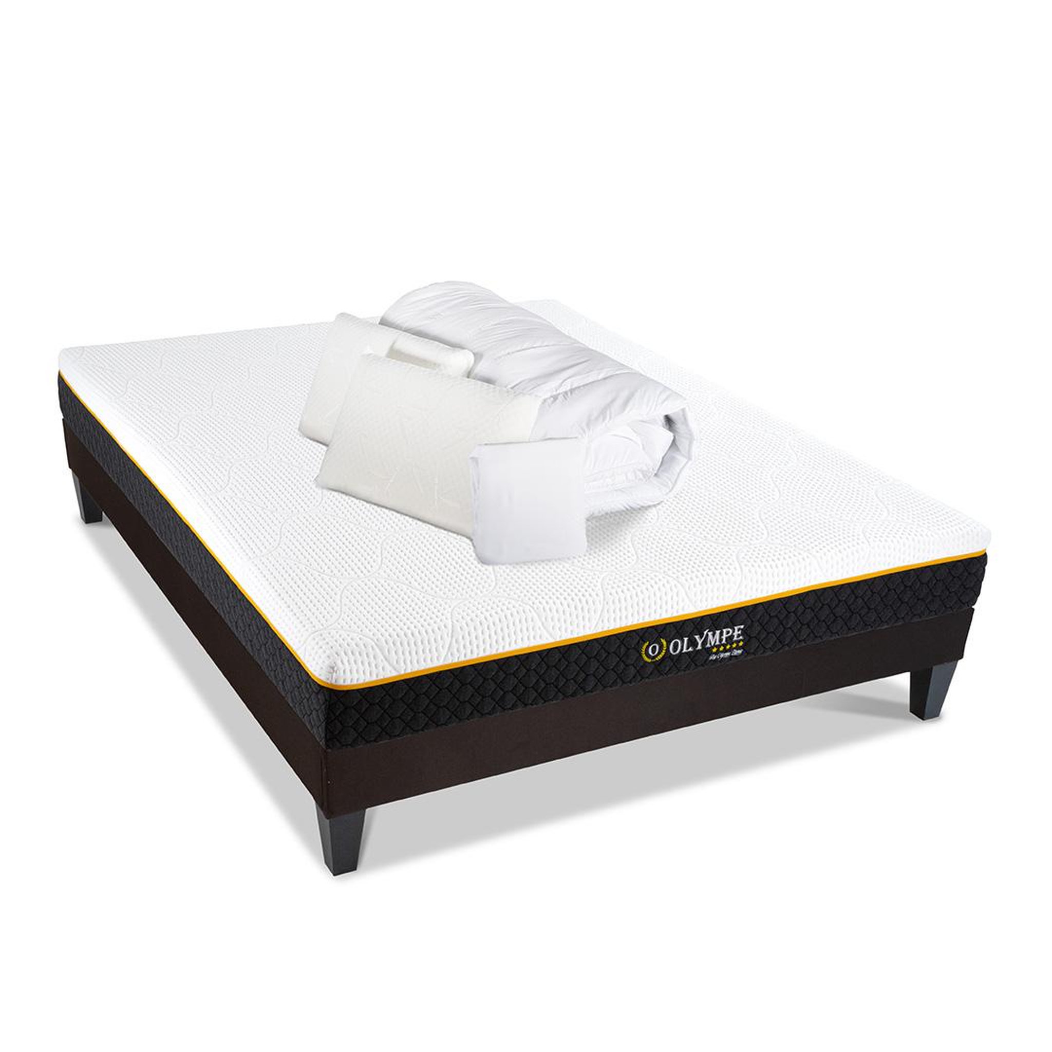 Voir la diapositive 3 : OLYMPE LITERIE Olympe literie | pack prêt à dormir olympe | matelas mémoire de forme + sommier + accessoires