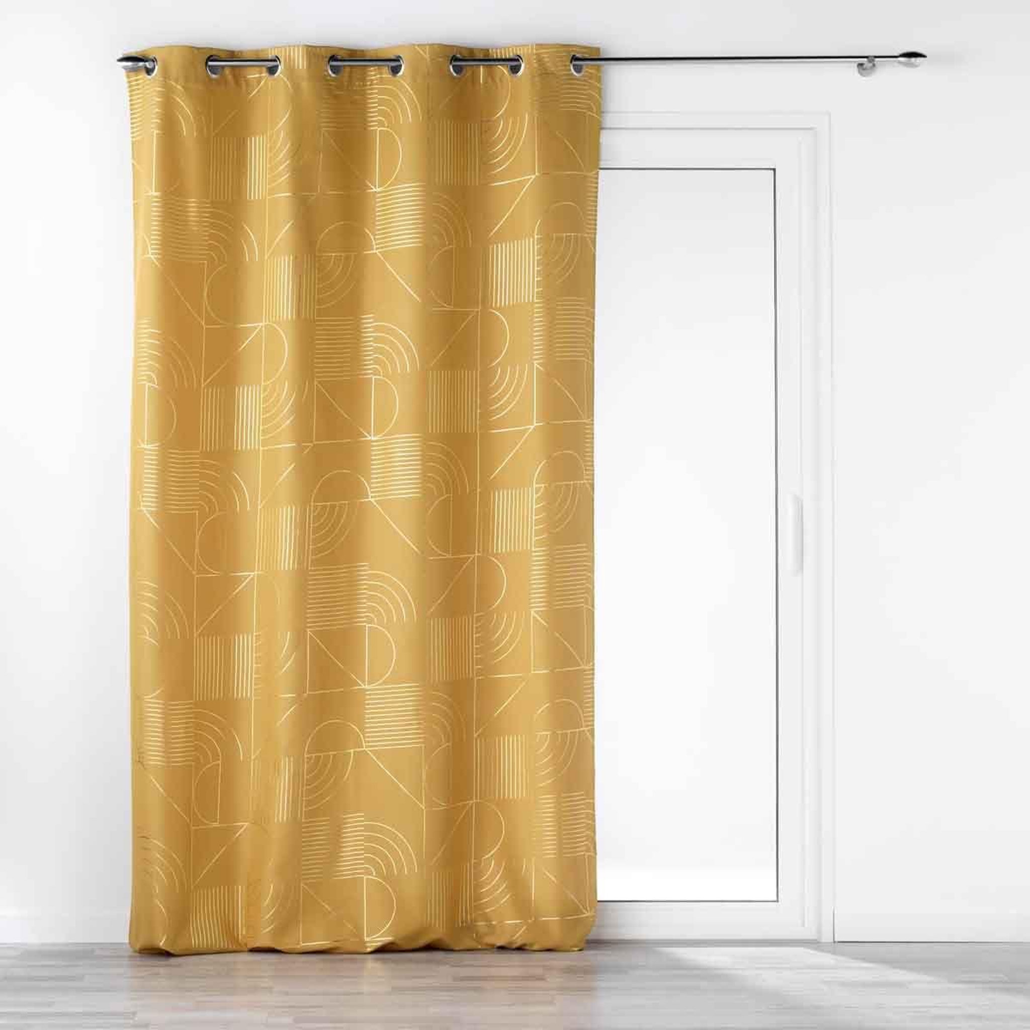 Douceur d'Intérieur Rideau à œillets imprimé  lineor  140x260cm jaune