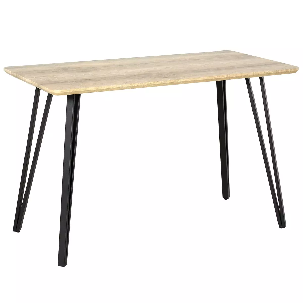 HOMCOM Table à manger design industriel grand plateau dim. 120L x 60l x 75H cm pieds métal noir en épingles MDF aspect chêne clair