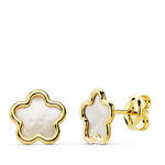 L'ATELIER D'AZUR Boucles d'Oreilles Or 18 Carats 750 Jaune et Nacre - Fleurs