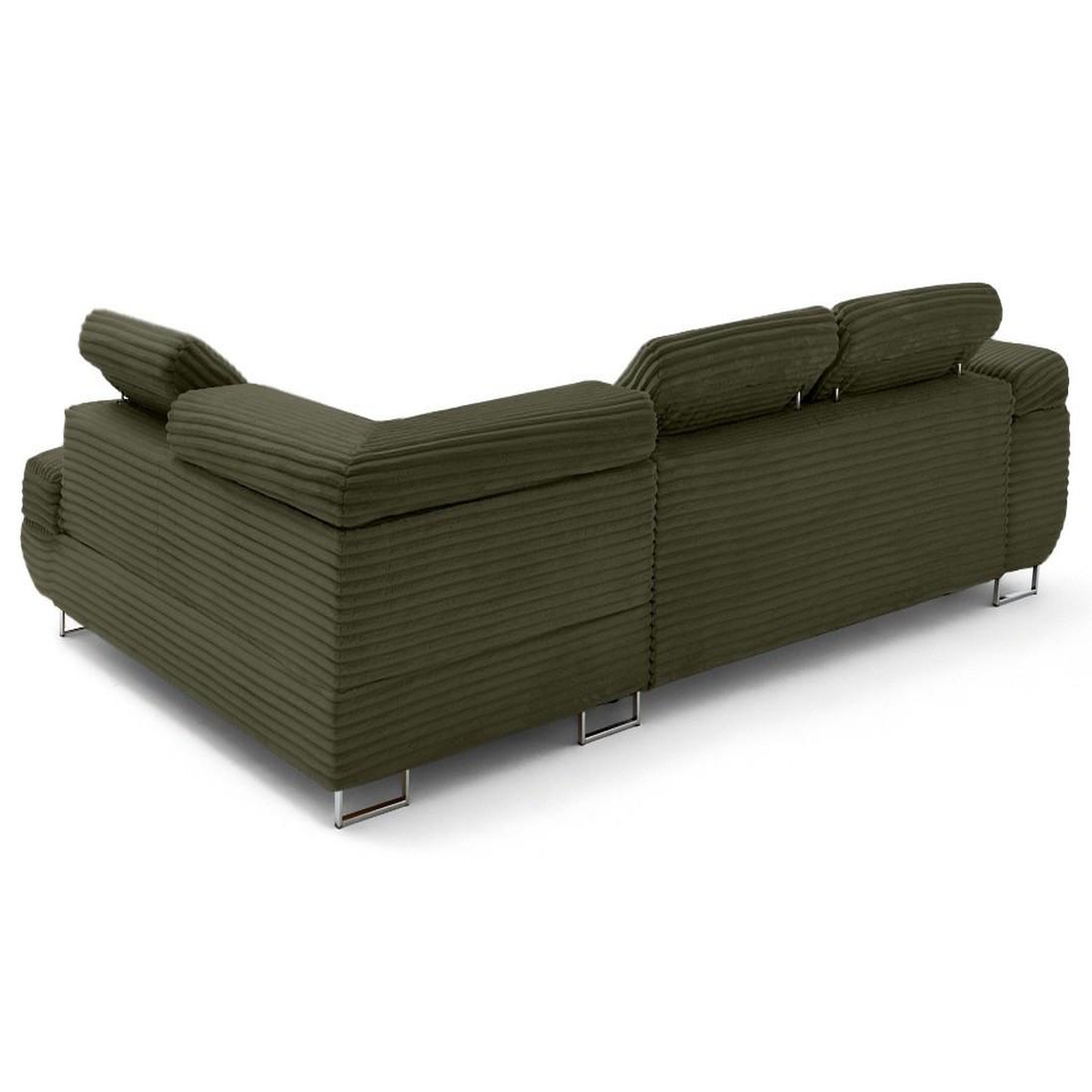 Voir la diapositive 4 : LISA DESIGN Zaria - canapé d'angle droit 5 places convertible avec coffre et têtières en velours côtelé grosses côtes