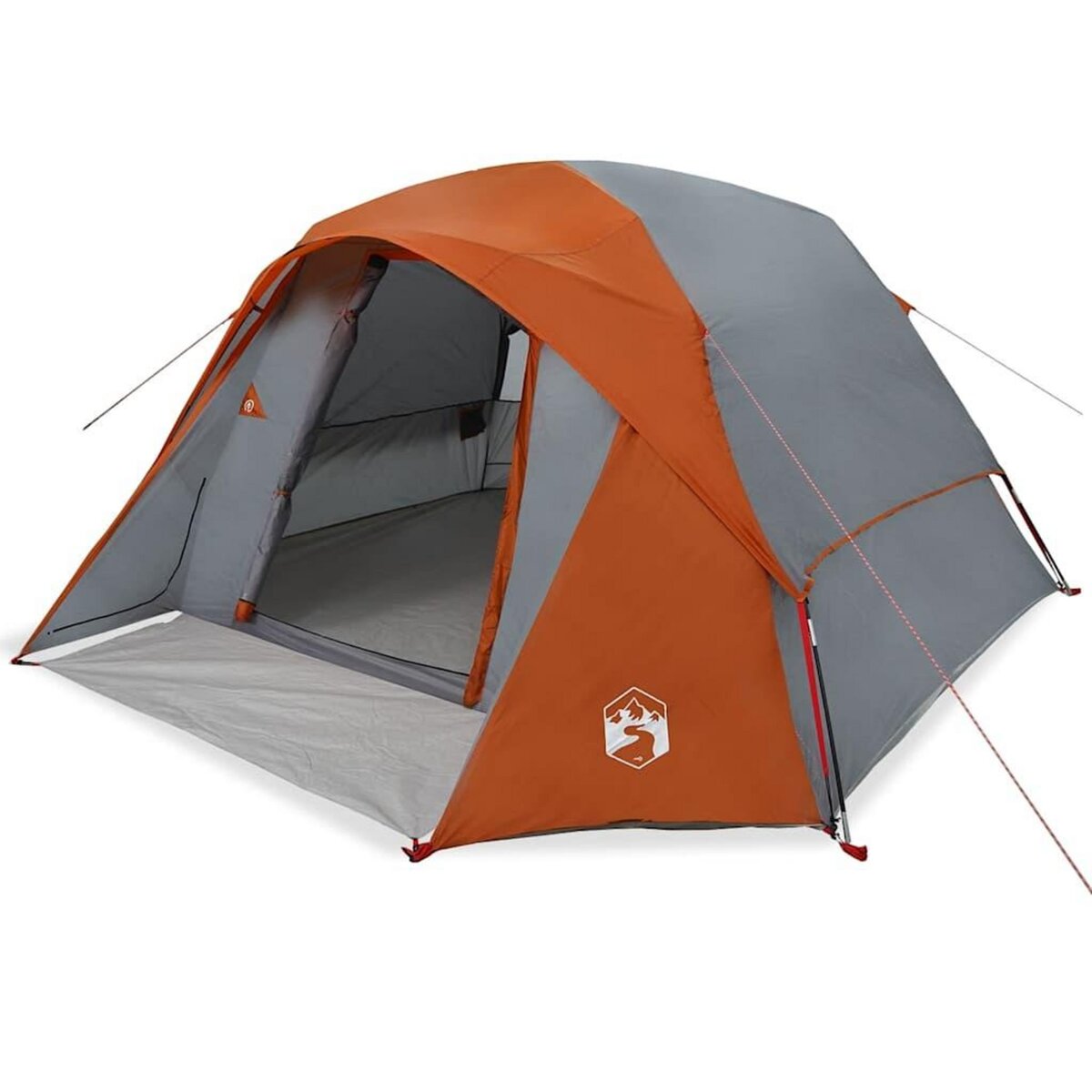 VIDAXL Tente de camping de cabine 4 personnes gris orange impermeable