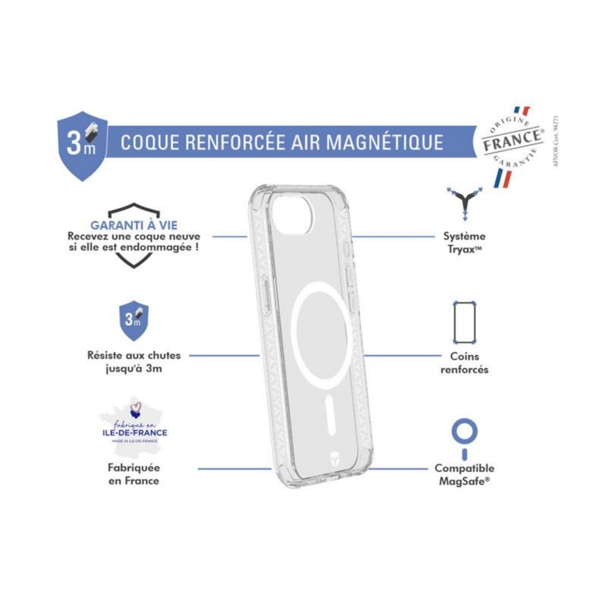 FORCE CASE Coque et étui téléphone mobile Forcecase renforcée Air compatible MagSafe Transparent pour iPhone 16e