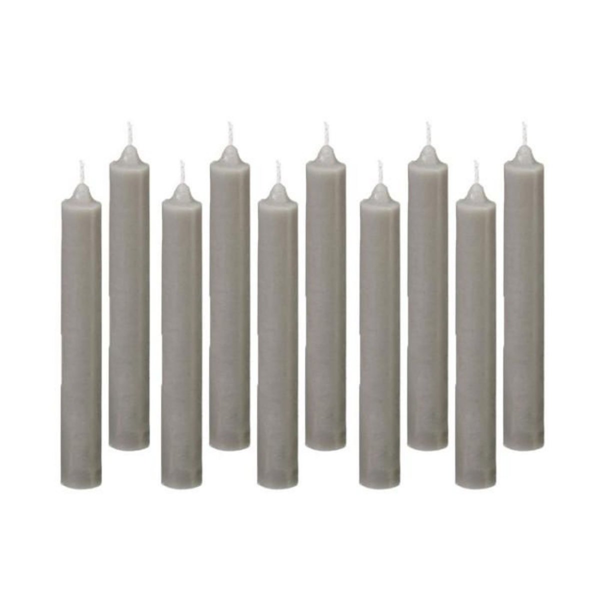COMPTOIR DE LA BOUGIE Lot de 10 Bougies Bâton  Hugo  16cm Gris