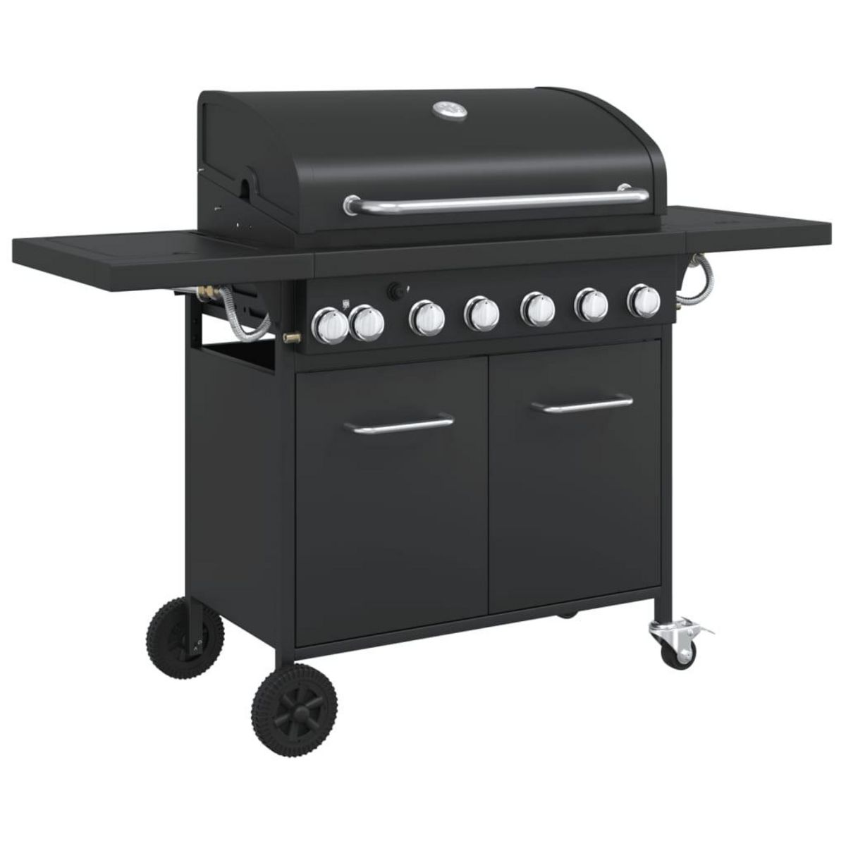 VIDAXL Barbecue gril a gaz avec 7 bruleurs noir acier enduit de poudre