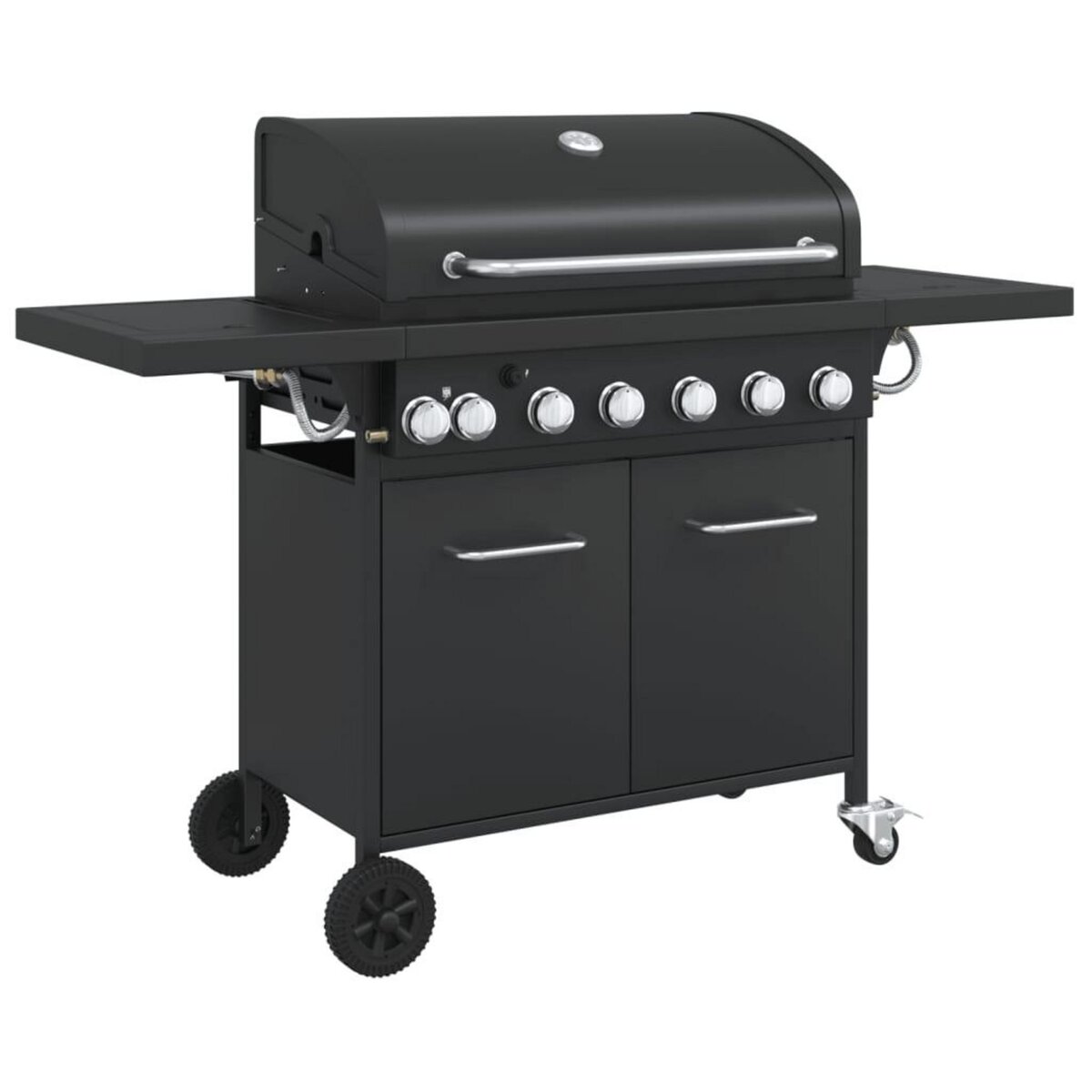 VIDAXL Barbecue gril a gaz avec 7 bruleurs noir acier enduit de poudre