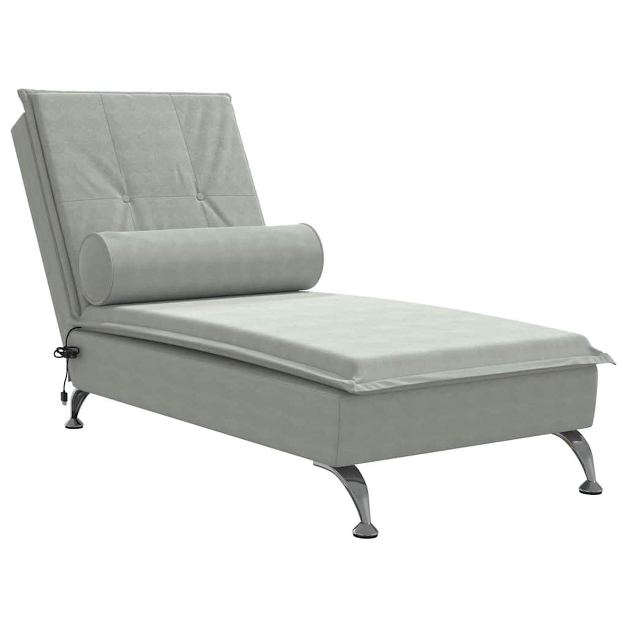 Voir la diapositive 2 : VIDAXL Chaise longue de massage avec traversin gris clair velours