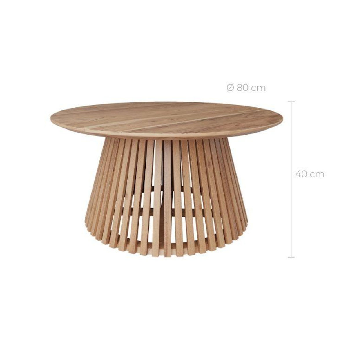 Rendez vous déco Table basse ronde en bois clair d'acacia D80 cm-Képès