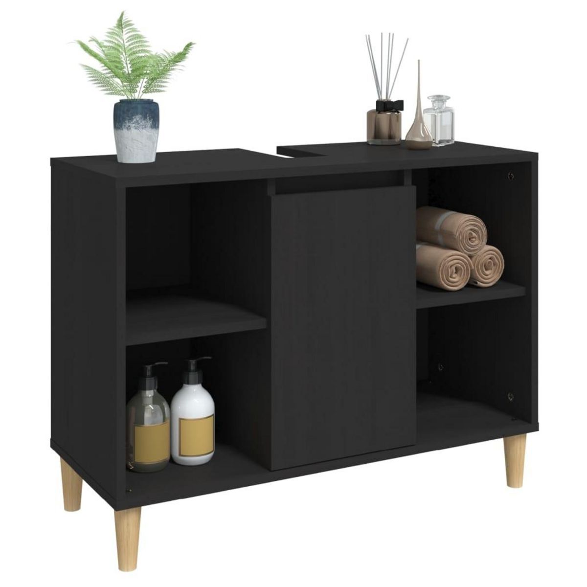 VIDAXL Meuble d'evier noir 80x33x60 cm bois d'ingenierie