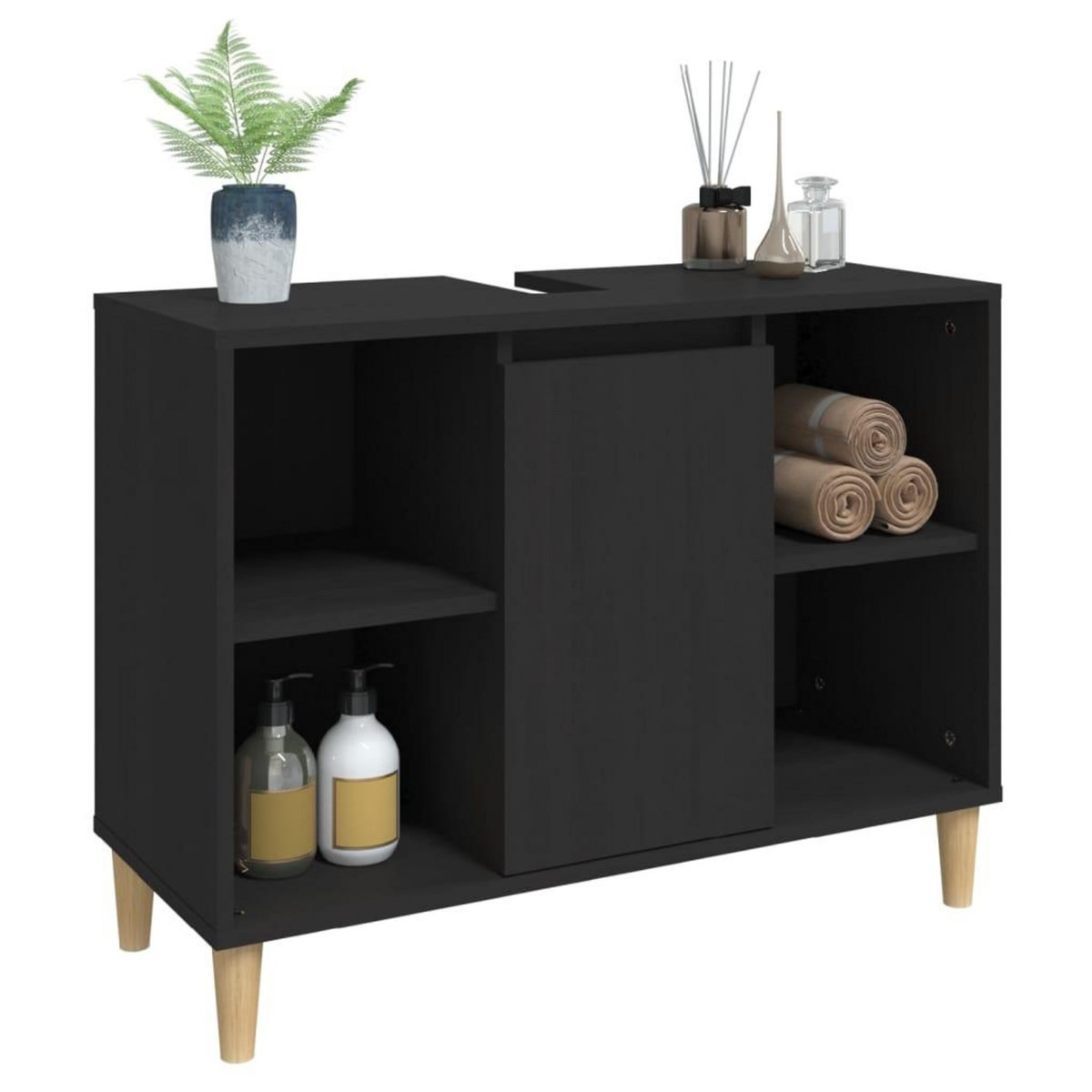 VIDAXL Meuble d'evier noir 80x33x60 cm bois d'ingenierie