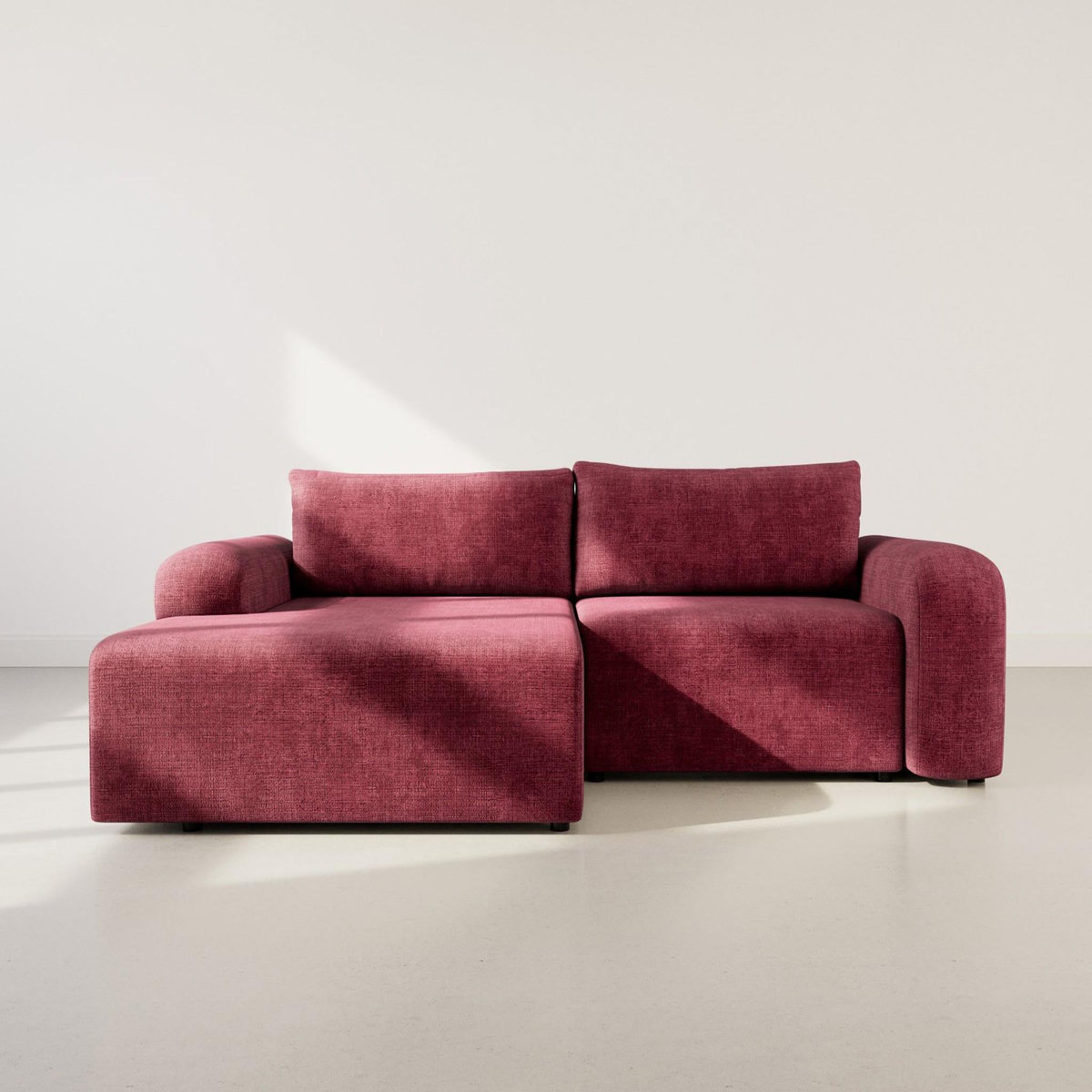 BEST MOBILIER Rebecca - canapé d'angle gauche 4 places convertible avec coffre en velours texturé