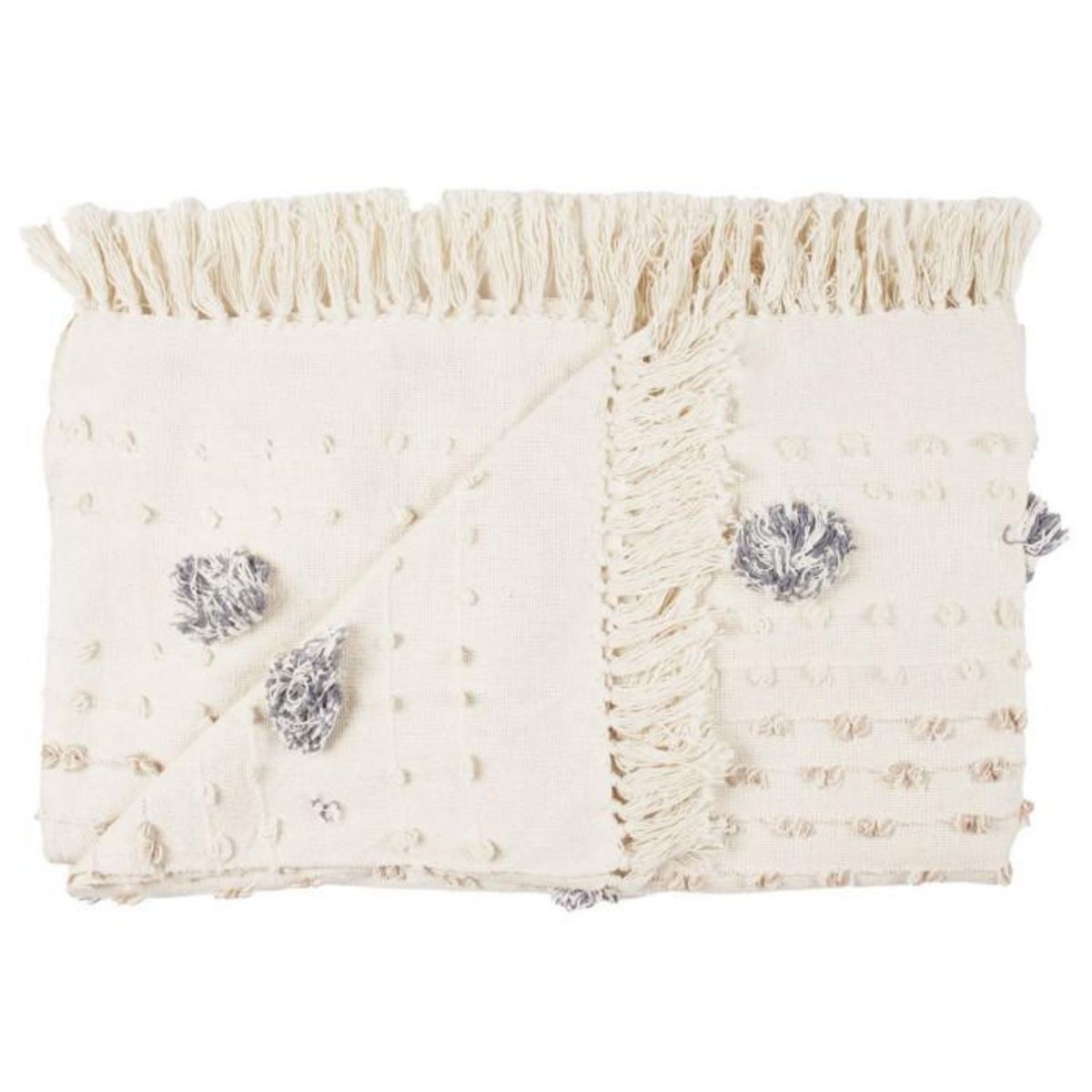 Paris Prix Plaid Tufté à Franges  Crush  125x150cm Crème