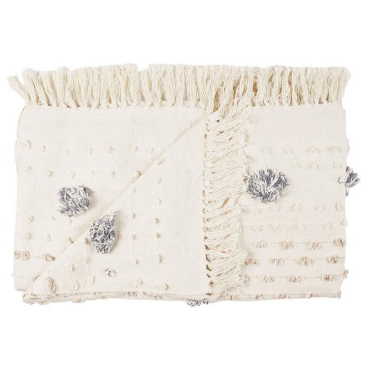 Paris Prix Plaid Tufté à Franges  Crush  125x150cm Crème