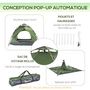 Voir la diapositive 6 : OUTSUNNY Tente de camping pop up 2-3 personnes 2 portes vert kaki montage démontage facile sac de transport inclus fibre verre polyester