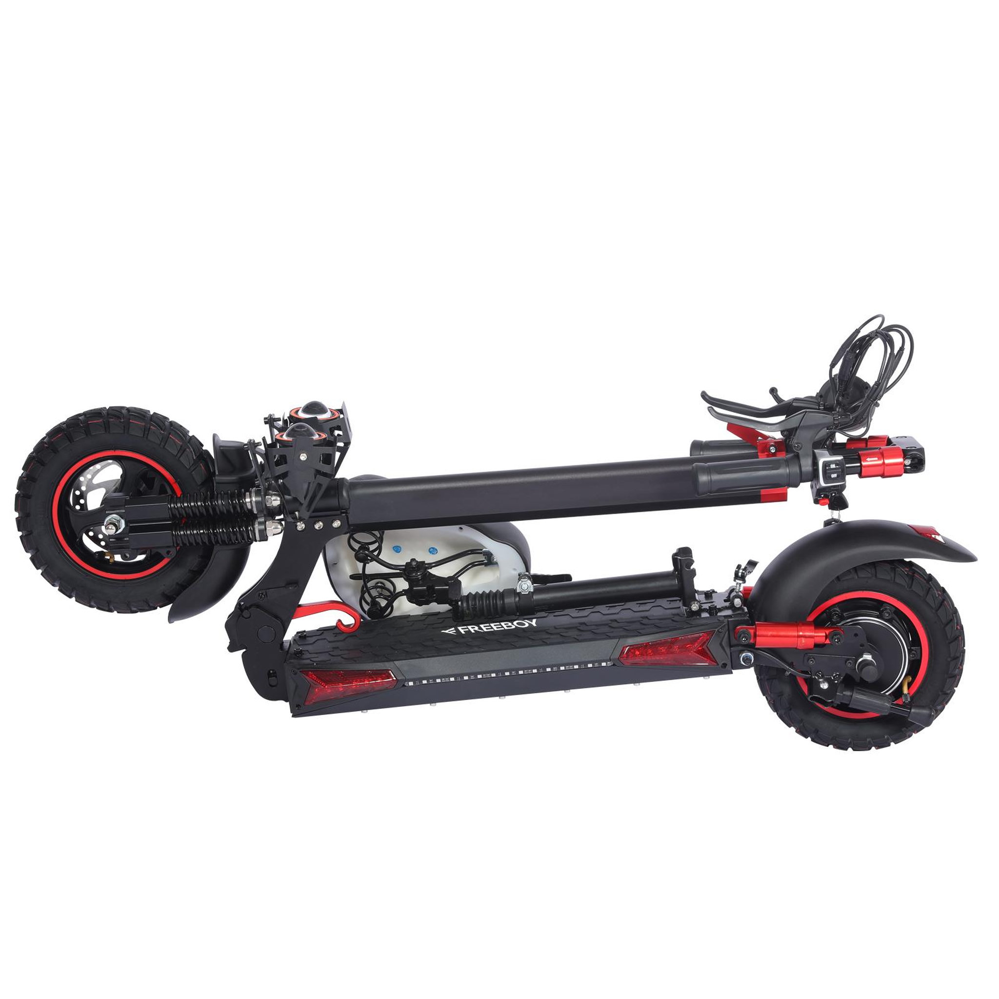 Voir la diapositive 2 : FREEBOY Trottinette électrique freeboy j11max, pneus tout-terrain 11 pouces, double suspension, noire