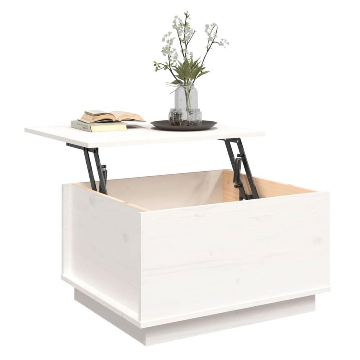 VIDAXL Table basse Blanc 60x50x35 cm Bois massif de pin