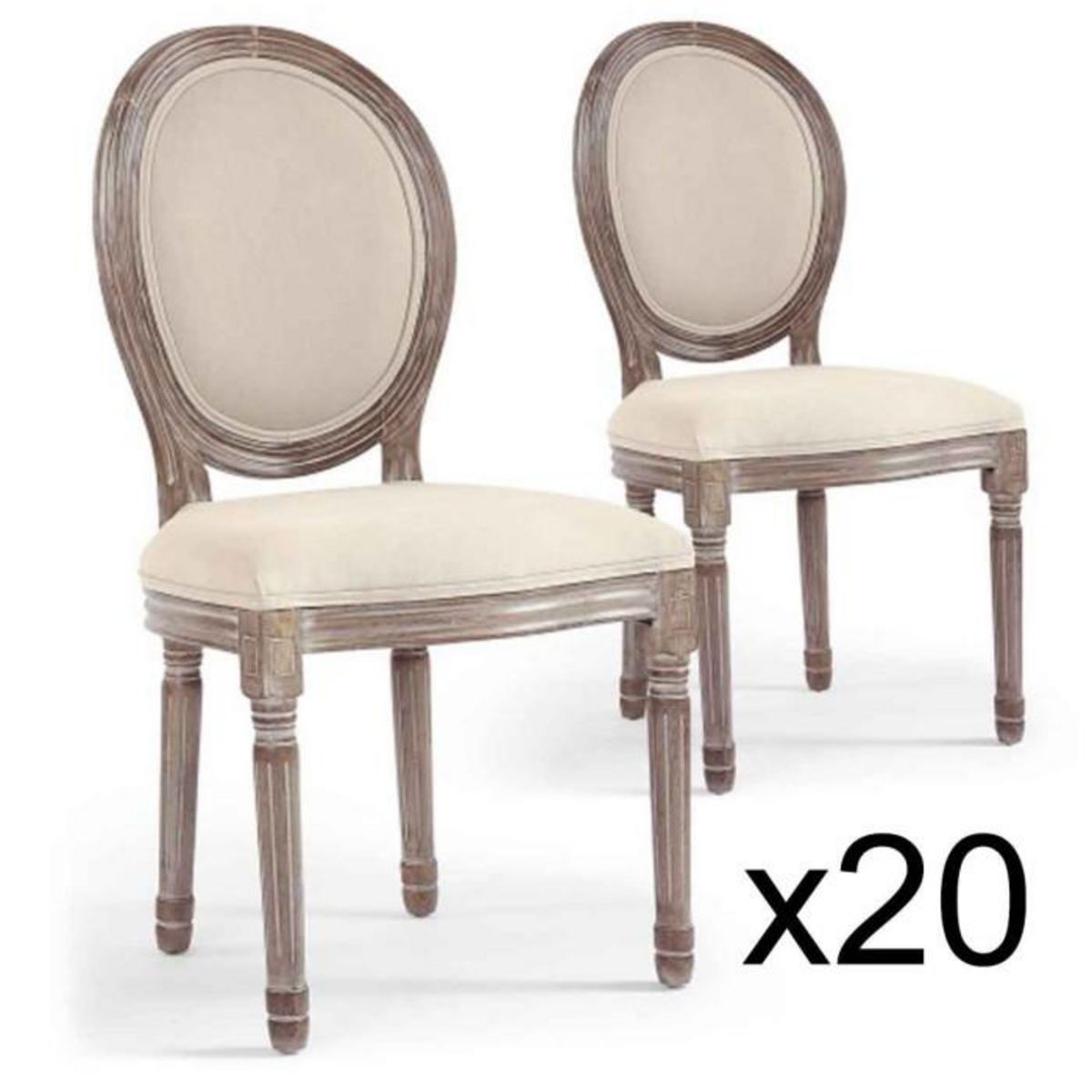 Paris Prix Lot de 20 Chaises Médaillon  Versailles  96cm Beige
