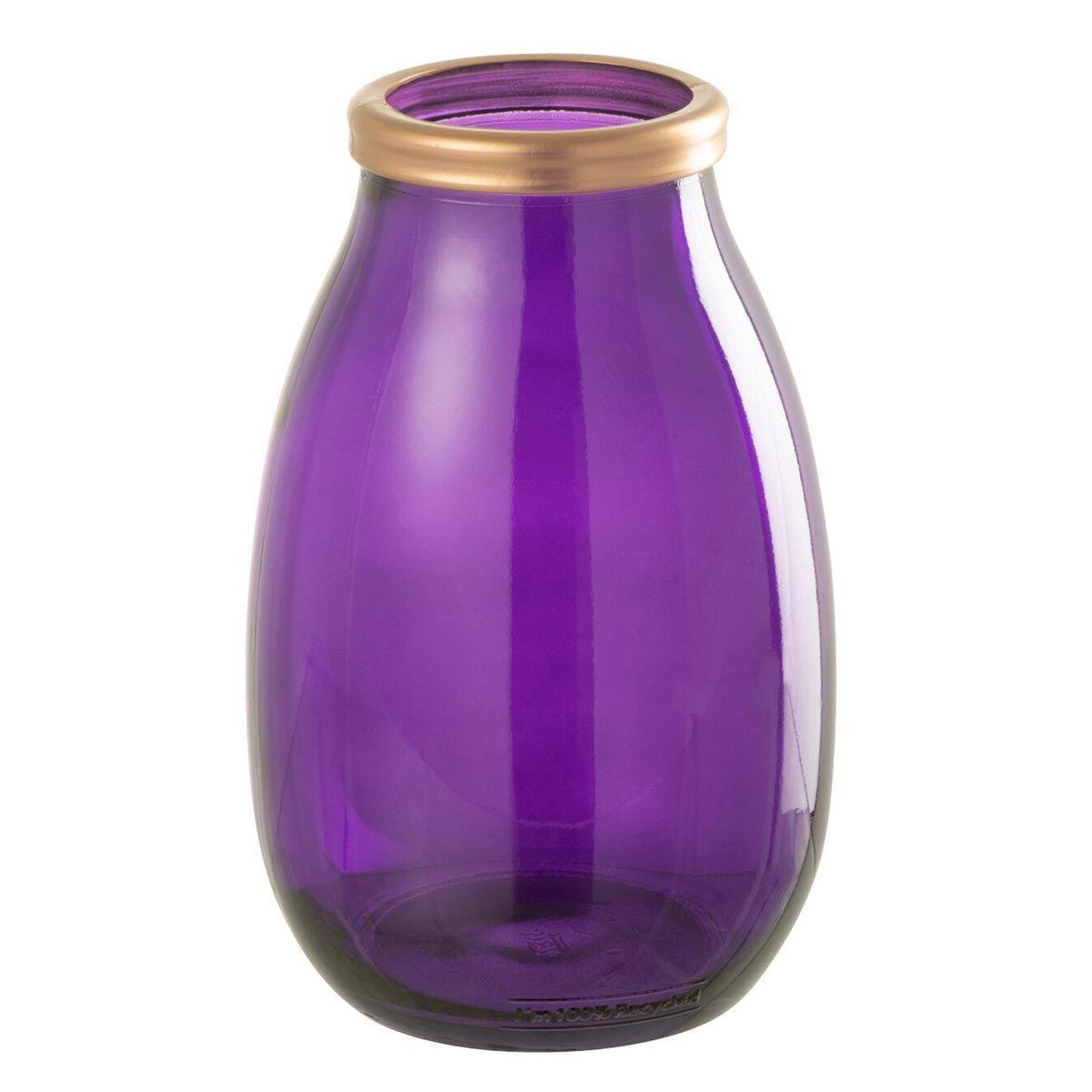 Voir la diapositive 1 : J-LINE Vase déco en verre  mandie  28cm mauve