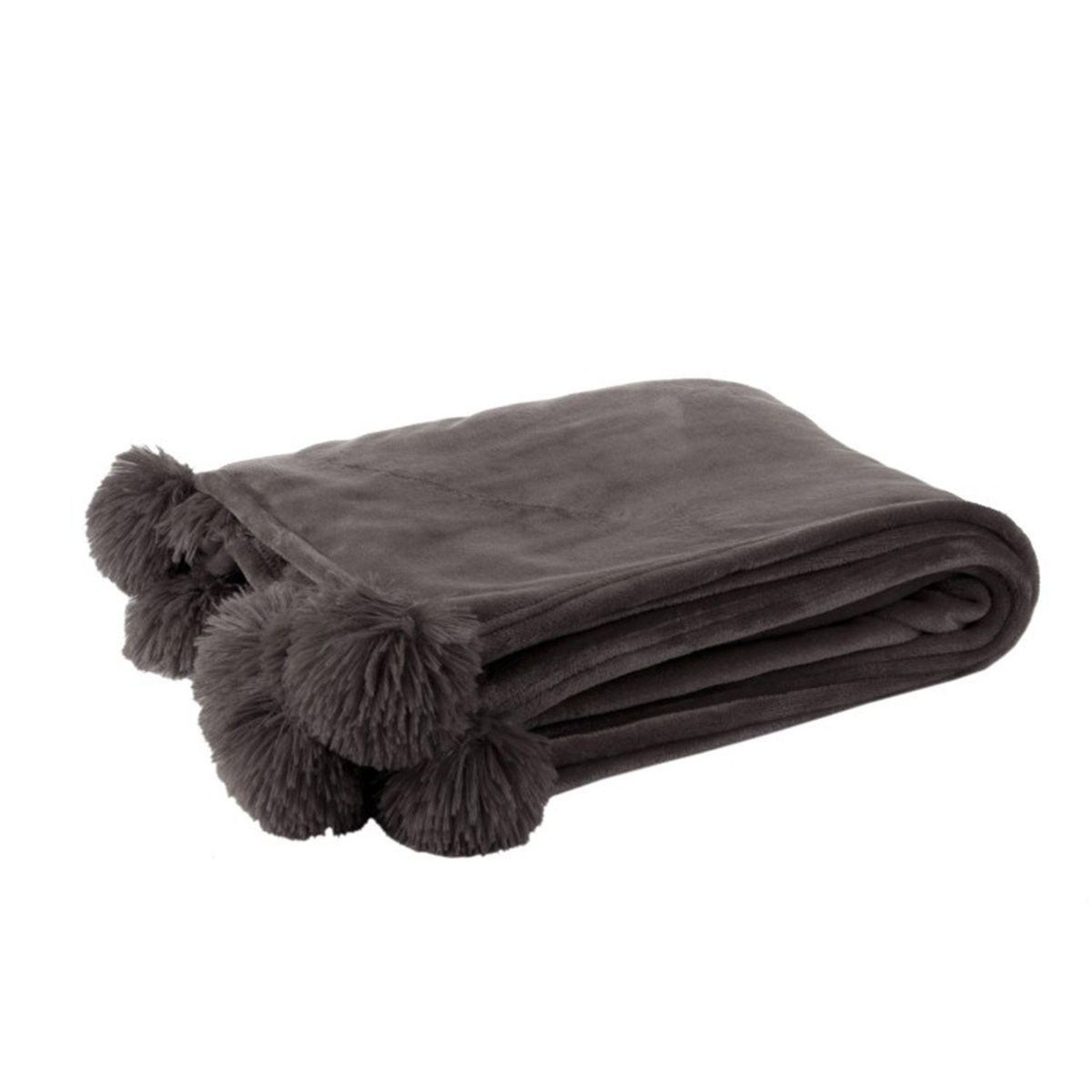 J-LINE Plaid à pompons  blanket  130x170cm taupe