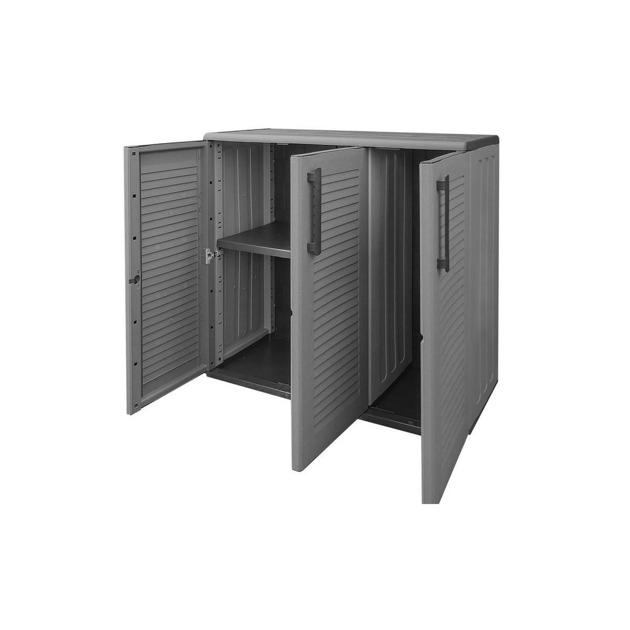 Voir la diapositive 3 : ART PLAST Armoire de rangement garage atelier - armoire basse 3 portes et 1 étagère réglable polypropylène 102x37h84 cm charge 20 kg