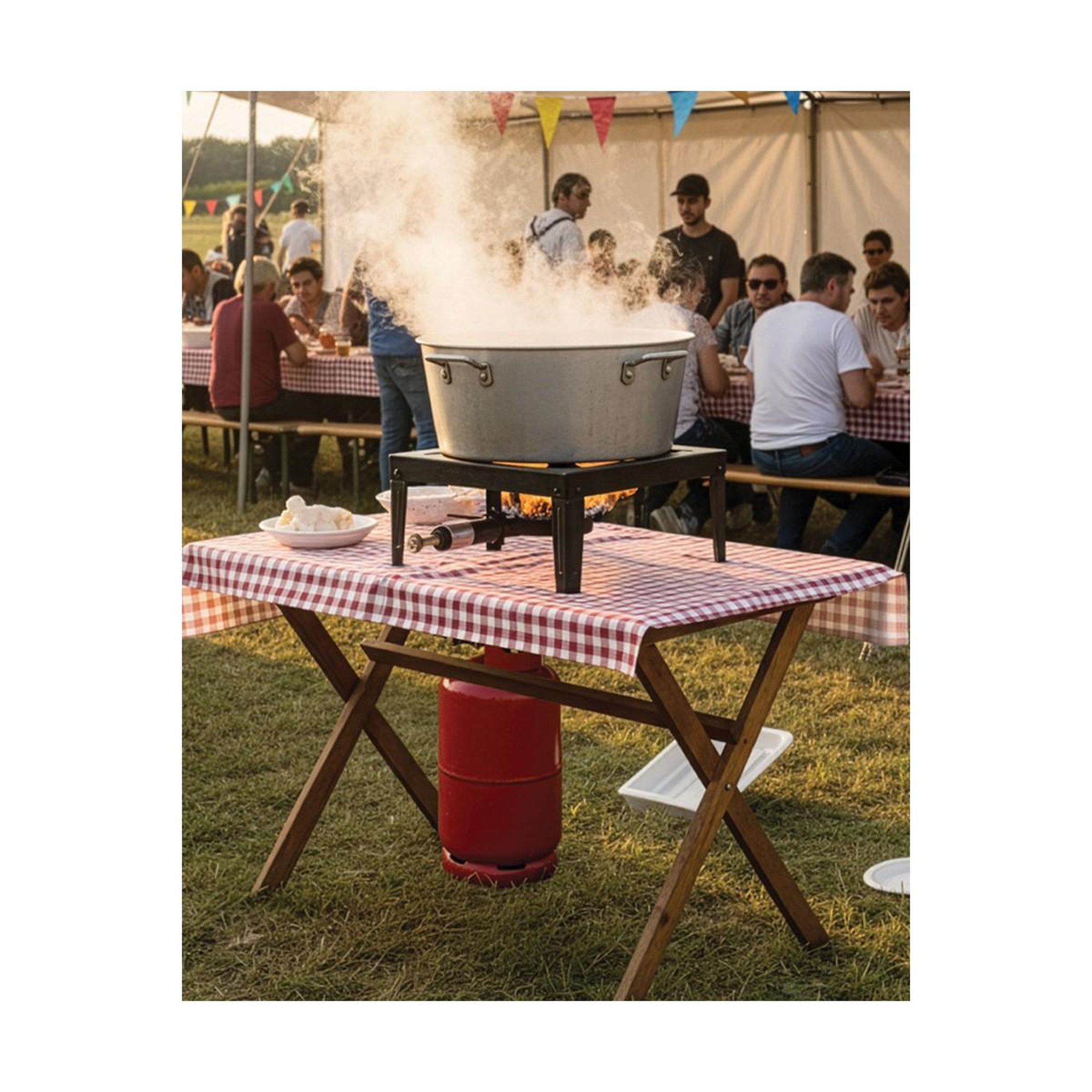 Voir la diapositive 3 : INTEC Réchaud à gaz 7.5kw acier émaillé bruleur fonte réchaud traiteur 4 pieds cuissons extérieures