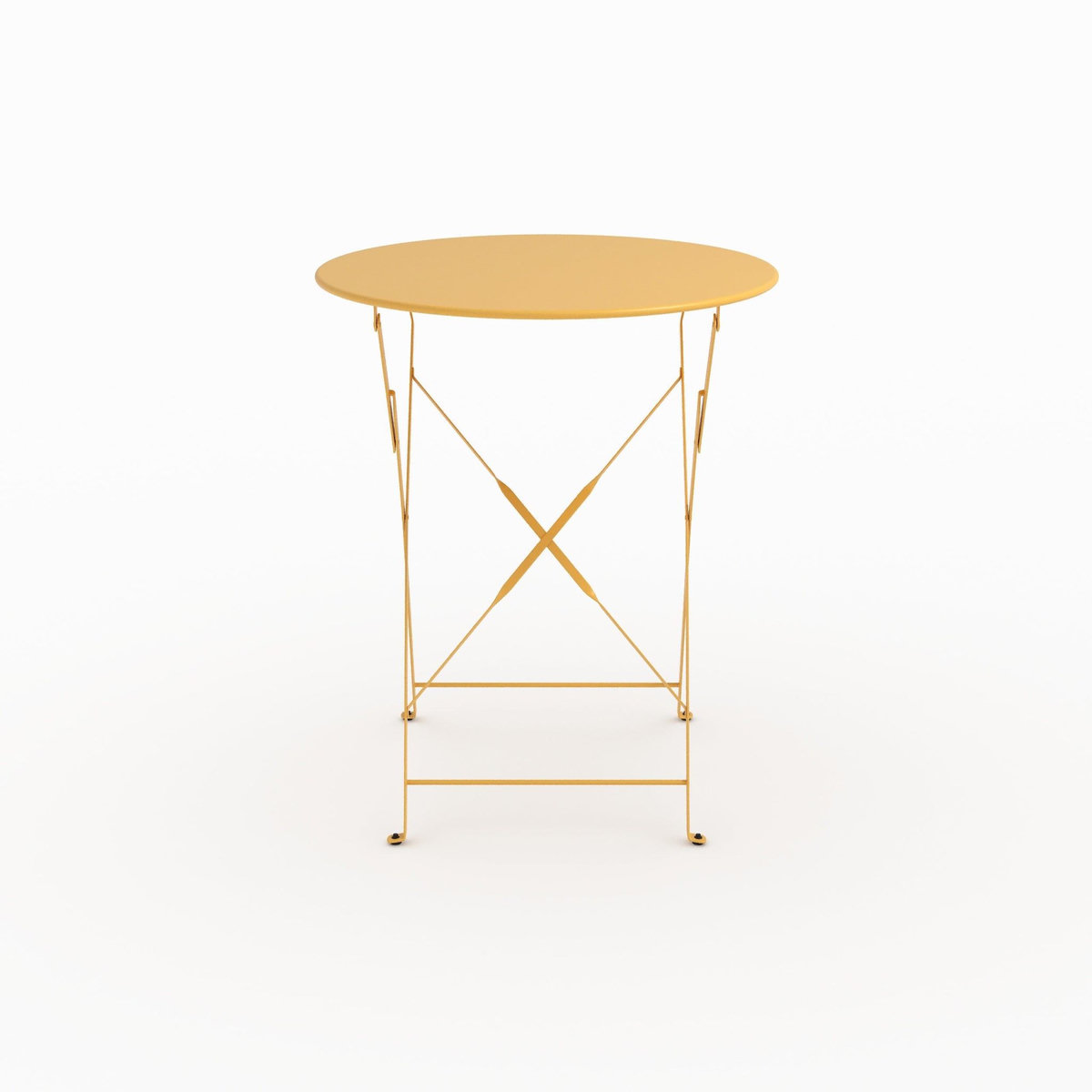 Rendez vous déco Table de jardin ronde et pliante en métal jaune beurre 2 personnes-Kayla