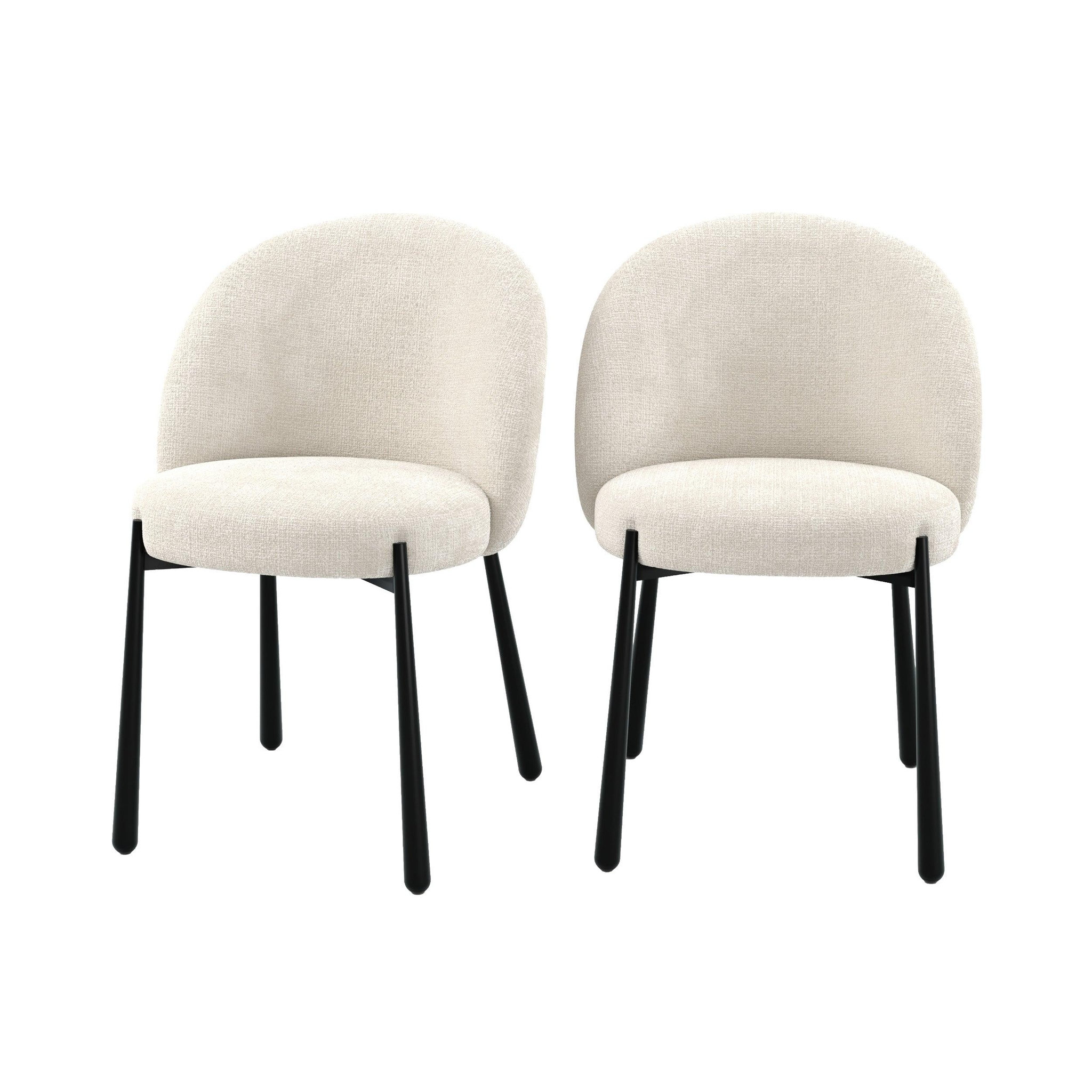 MAISON PAVANE Lot de 2 chaises en velours chenillé écru et métal noir-pulpy