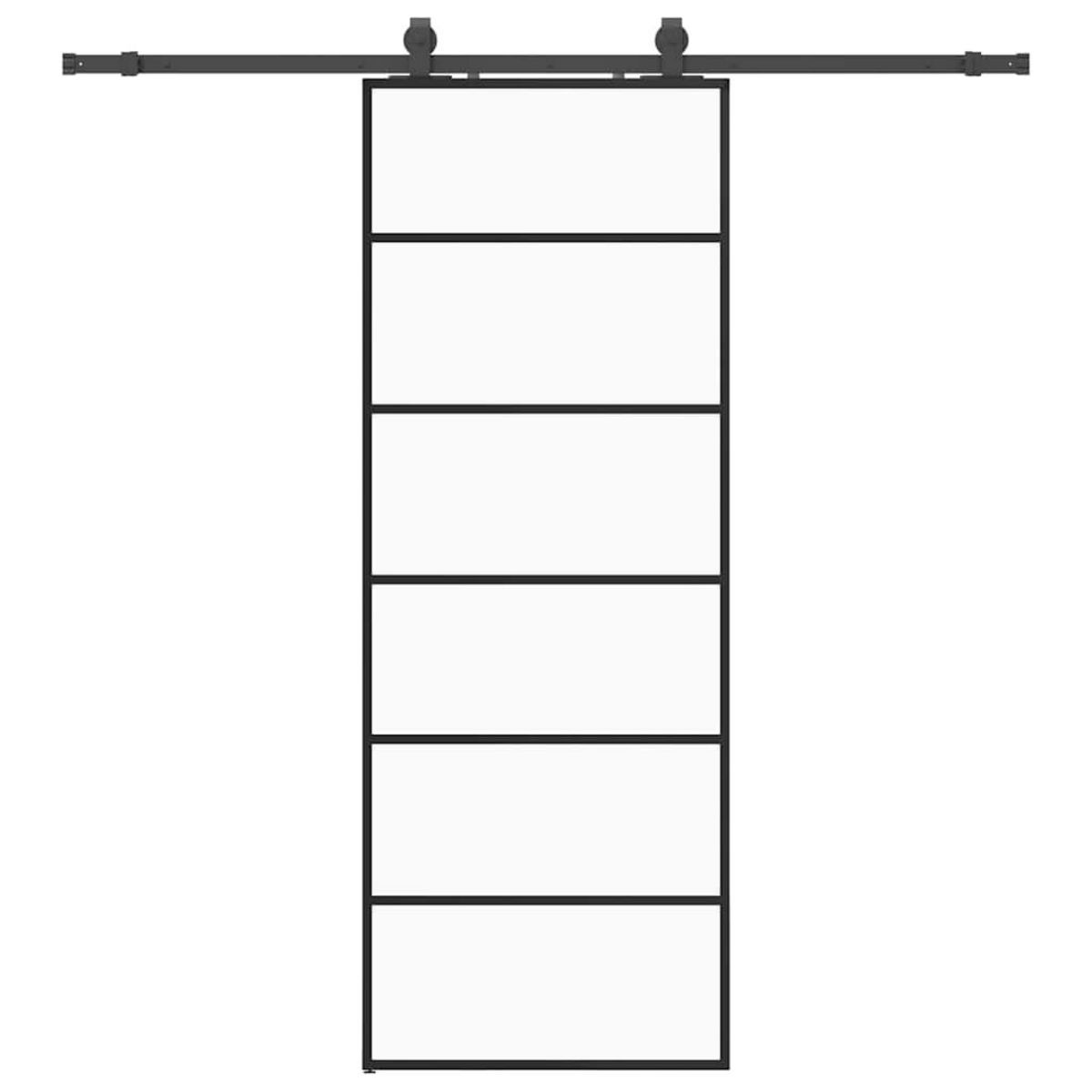 VIDAXL Porte coulissante kit de quincaillerie noir 76x205 cm verre ESG