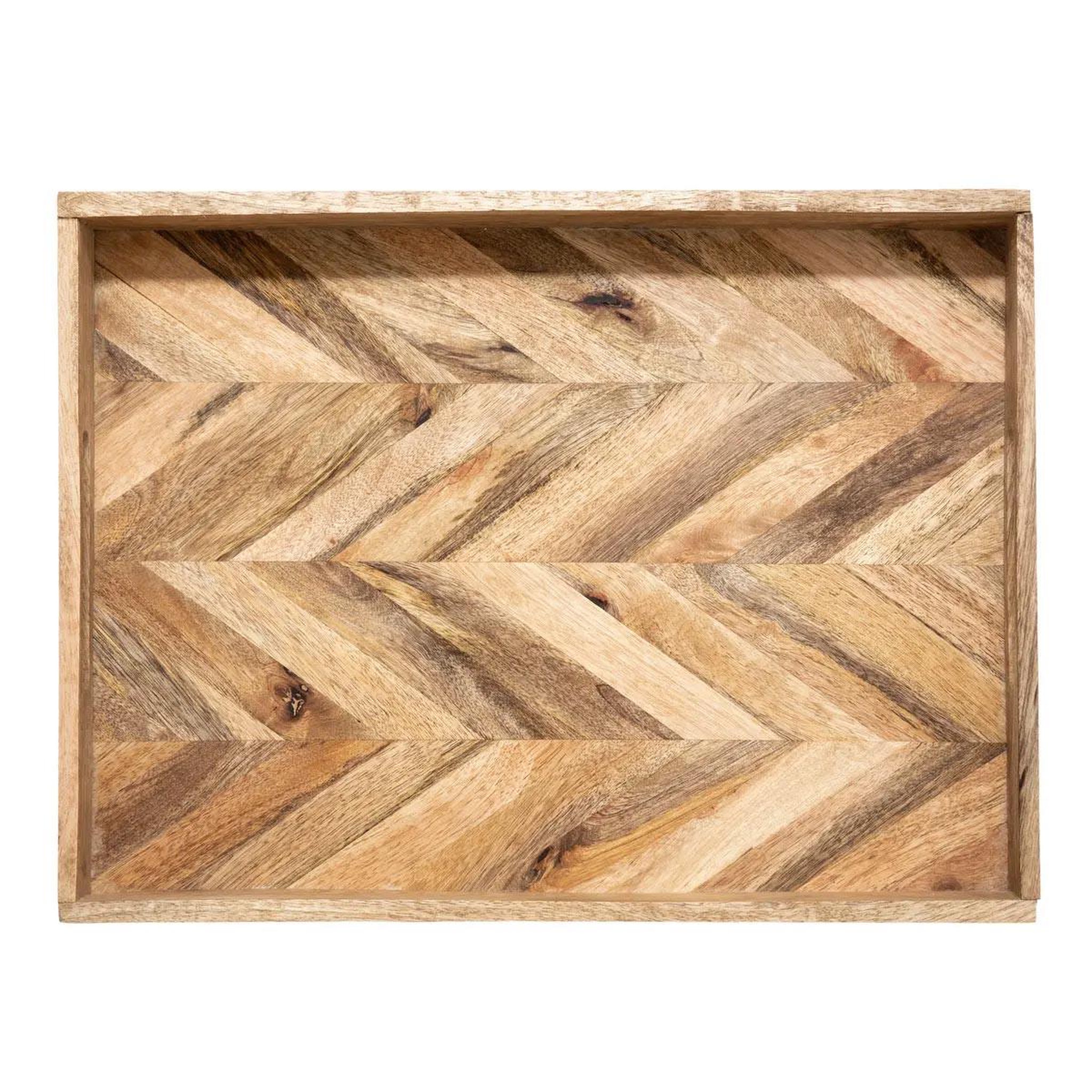 Voir la diapositive 2 : ATMOSPHERA Lot de 2 plateaux en bois  wild  41cm beige