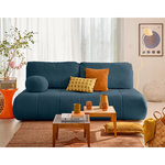 BEST MOBILIER Bowie - canapé 3 places convertible coffre + coussin rond inclus en tissu texturé. Coloris disponibles : Bleu, Beige, Vert, Orange, Gris