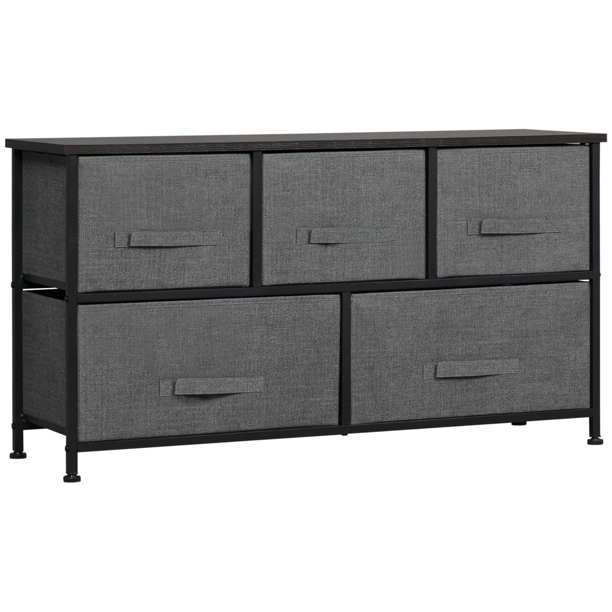 HOMCOM Commode meuble de rangement 5 tiroirs non-tissés anthracite ...