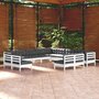 VIDAXL Salon de jardin 13 pcs avec coussins blanc bois de pin solide