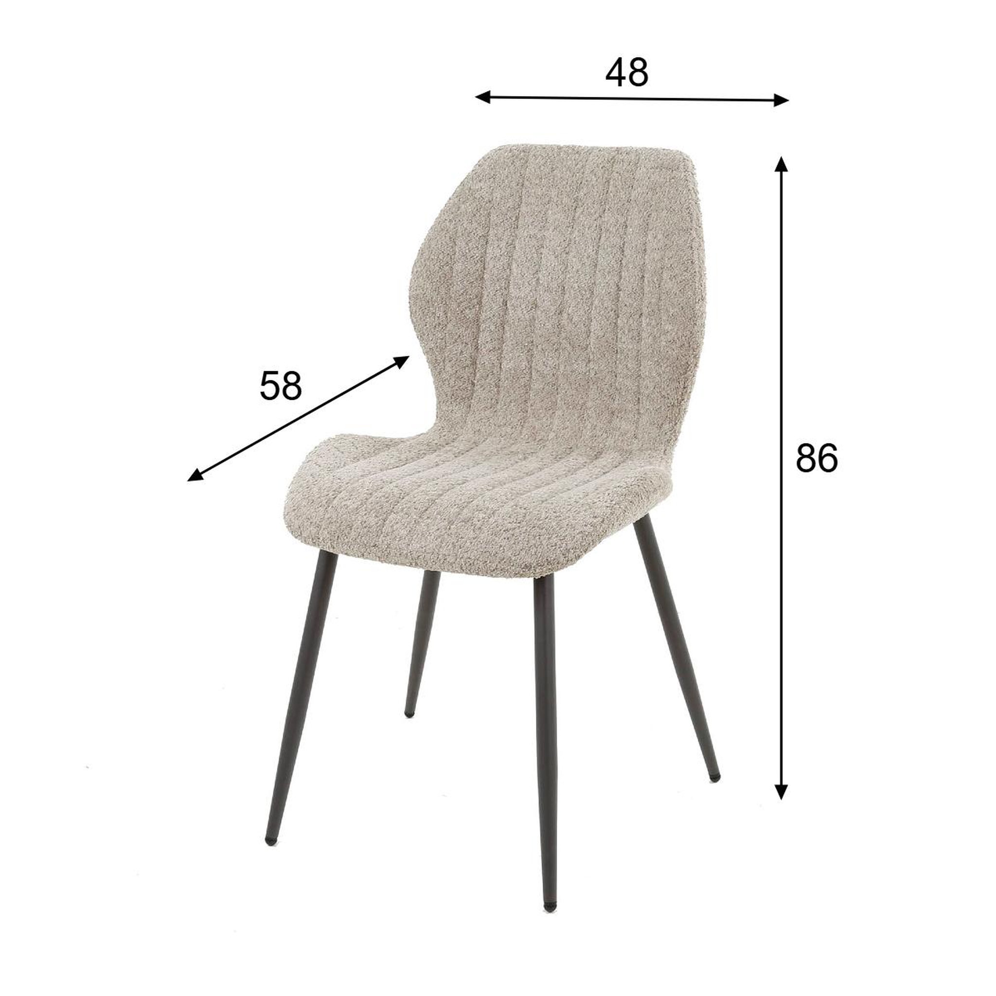 Voir la diapositive 3 : JLC KREATION Chaise à manger en tissu bouclette beige laurie (lot de 4)