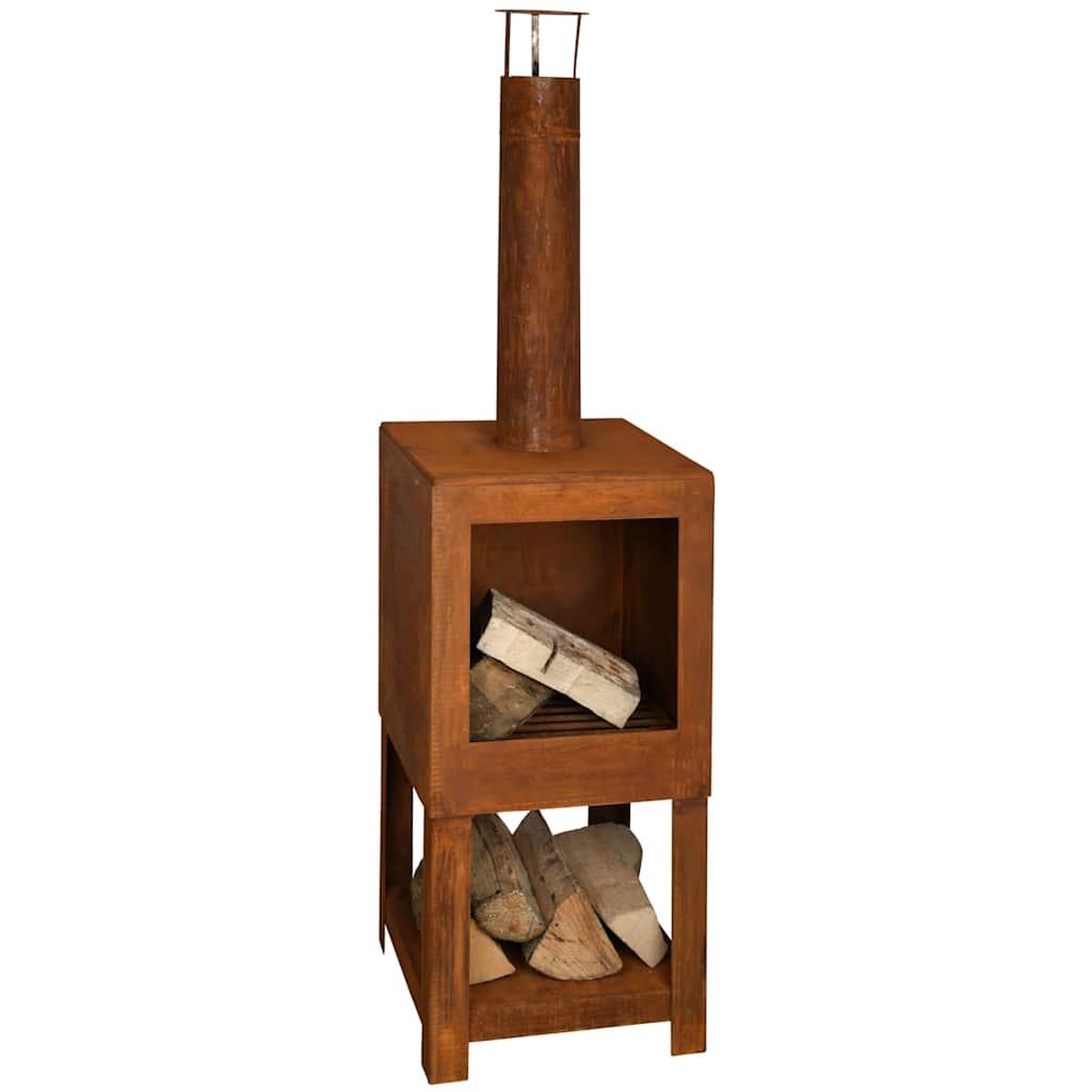 Voir la diapositive 1 : ESSCHERT DESIGN Esschert Design Cheminee d'exterieur avec rangement de bois FF298
