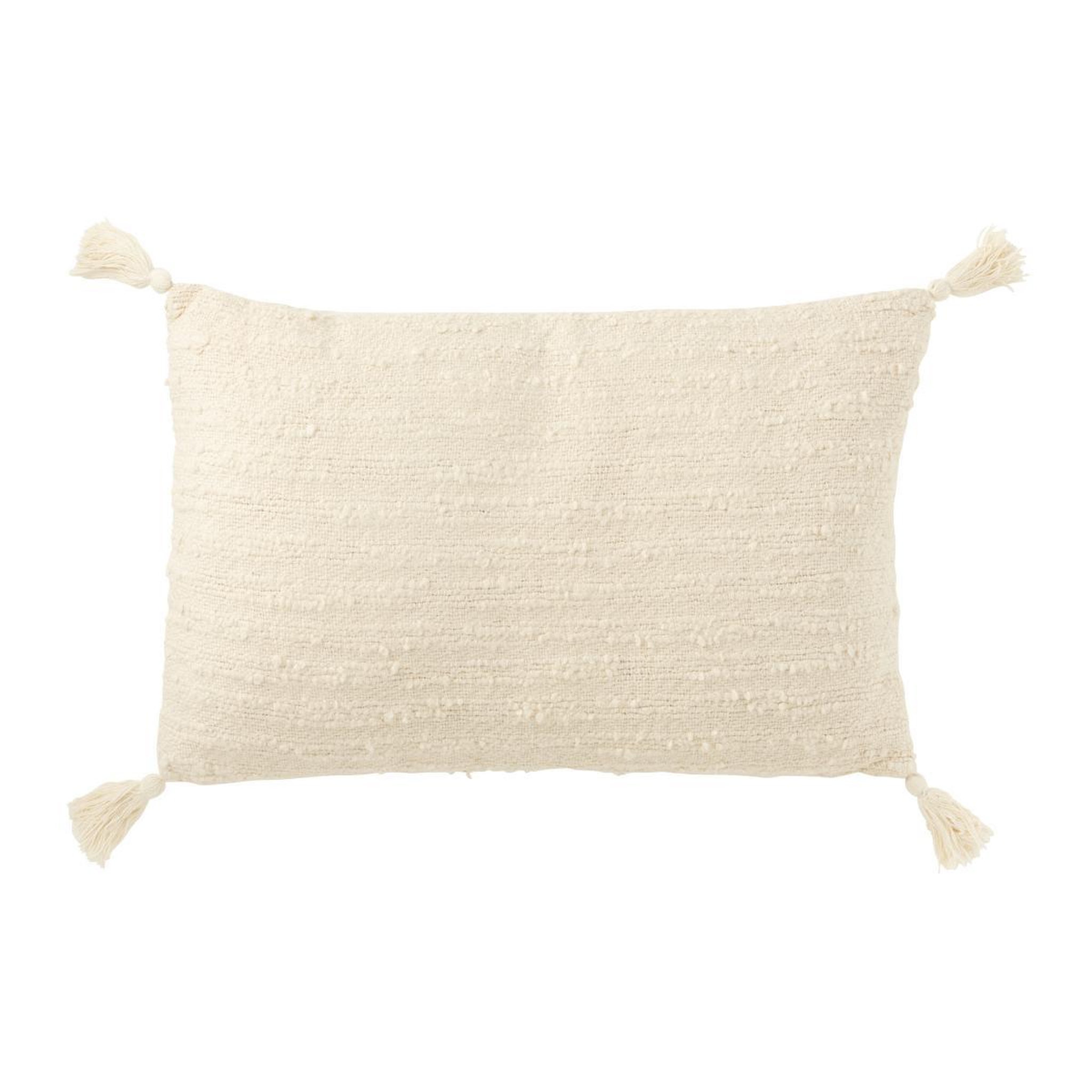 J-LINE Coussin déco à pompons  marea  40x60cm crème