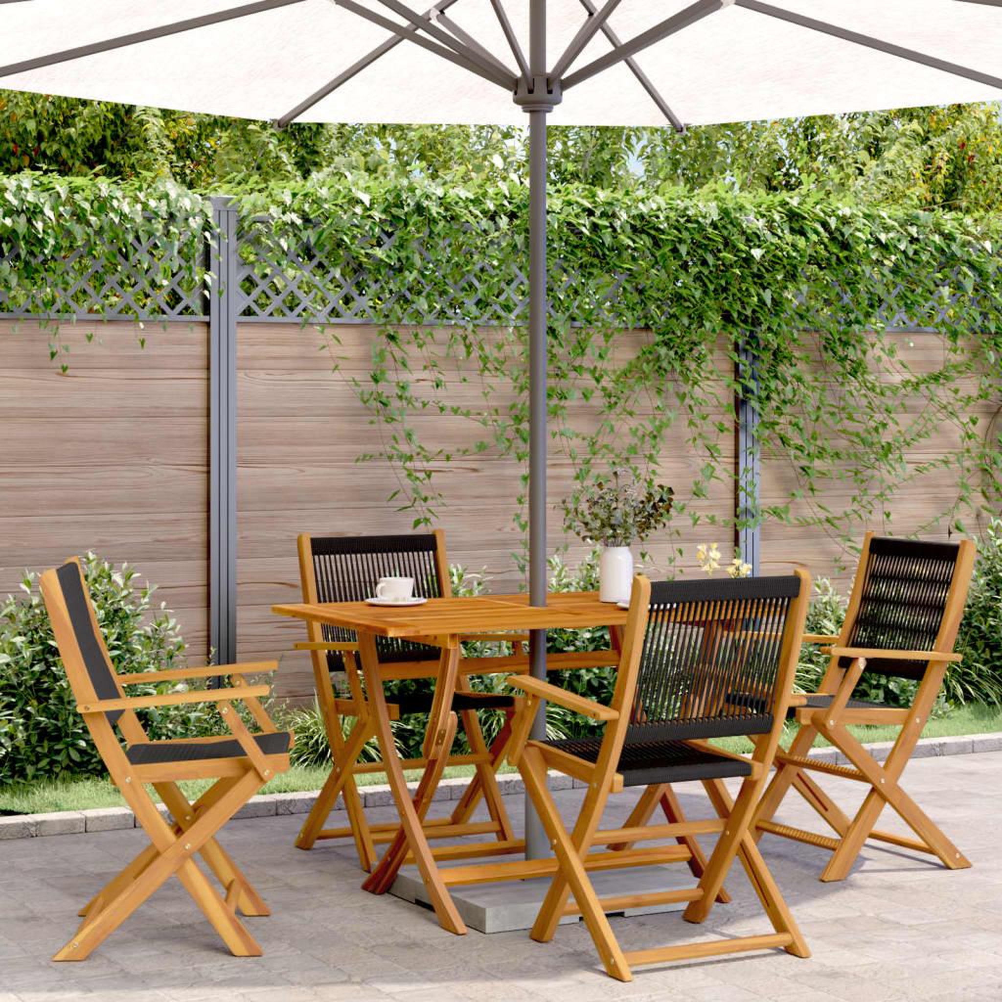 VIDAXL Chaises de jardin pliantes lot de 4 noir bois d'acacia massif