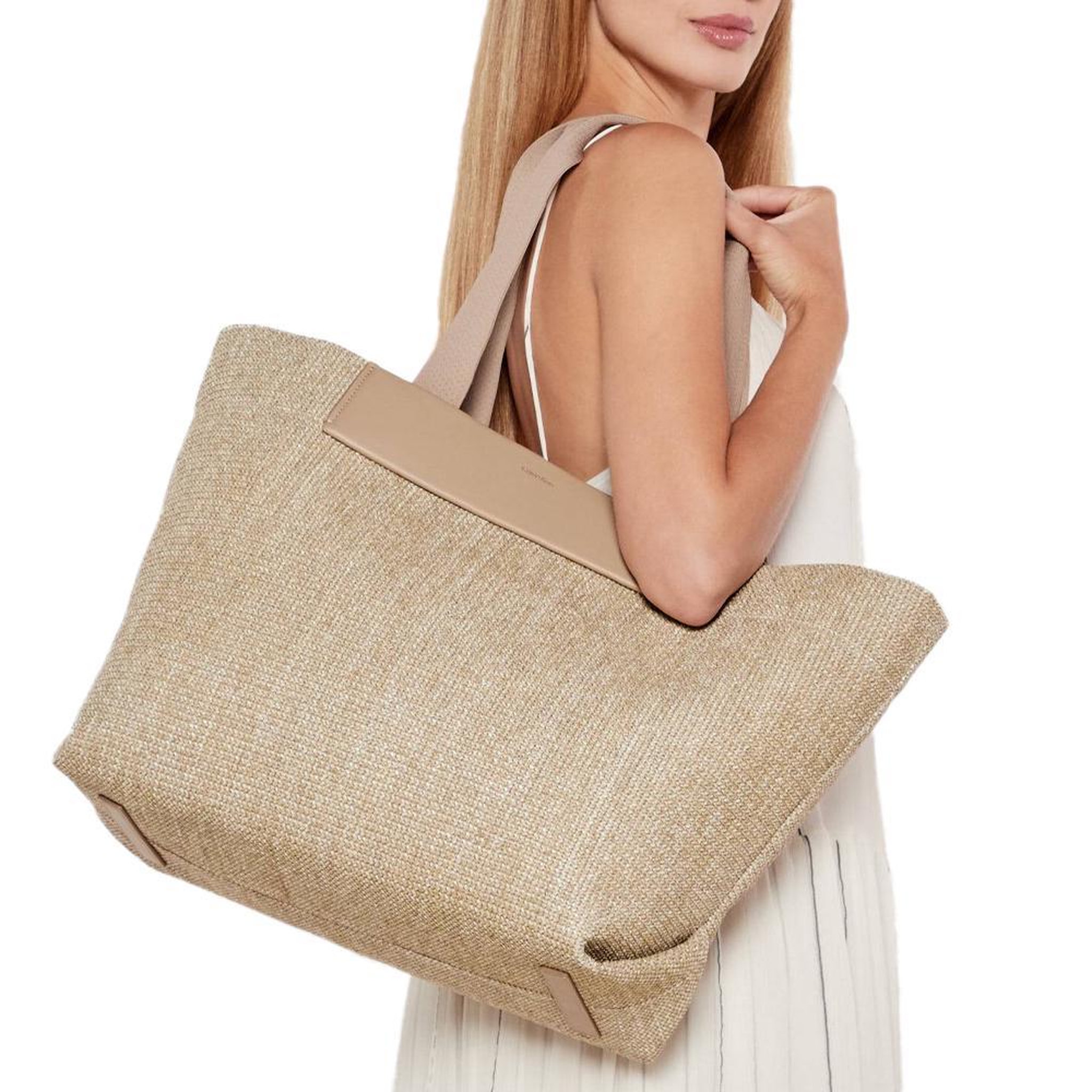 Voir la diapositive 1 : CALVIN KLEIN JEANS Sac Cabas Beige Raphia Femme Calvin Klein Jeans Ck Raffia