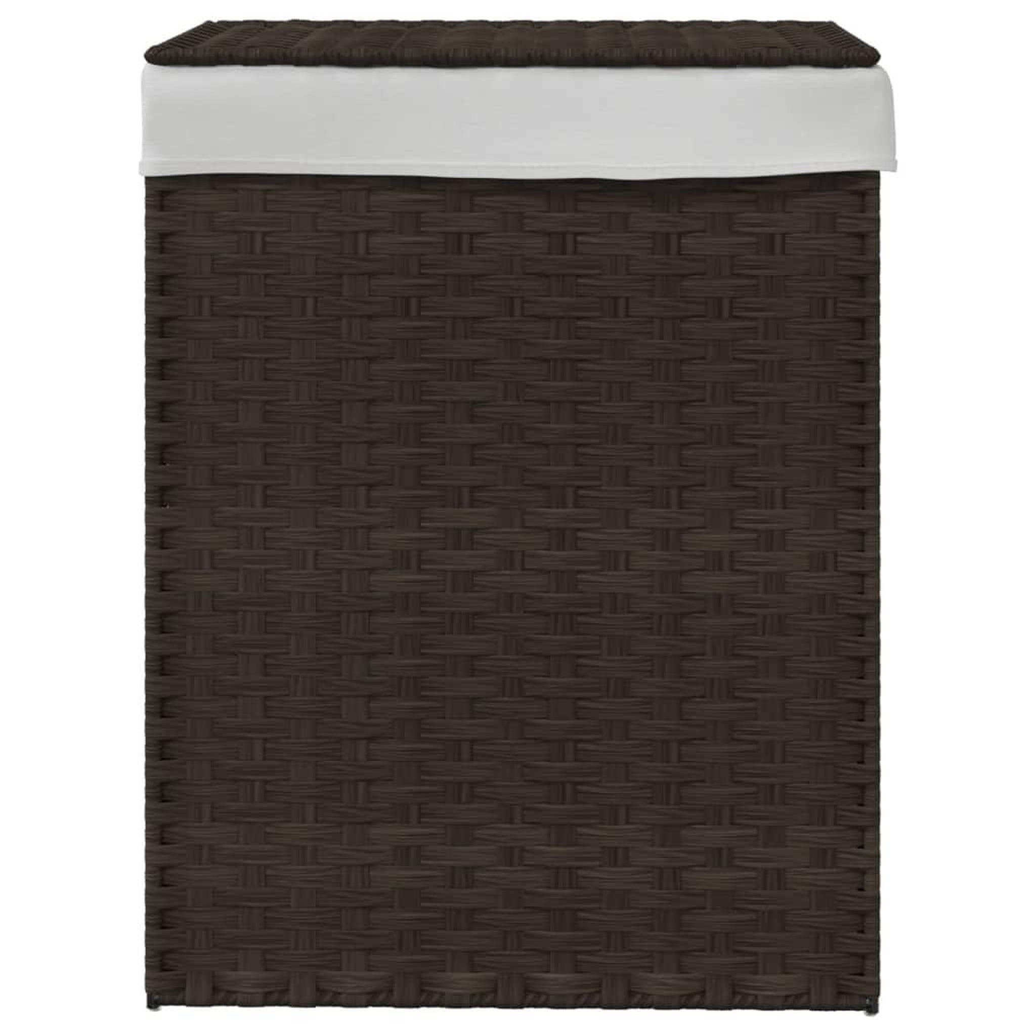 Voir la diapositive 3 : VIDAXL Panier a linge avec couvercle marron fonce resine tressee