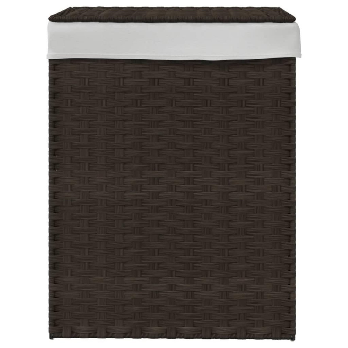 VIDAXL Panier a linge avec couvercle marron fonce resine tressee